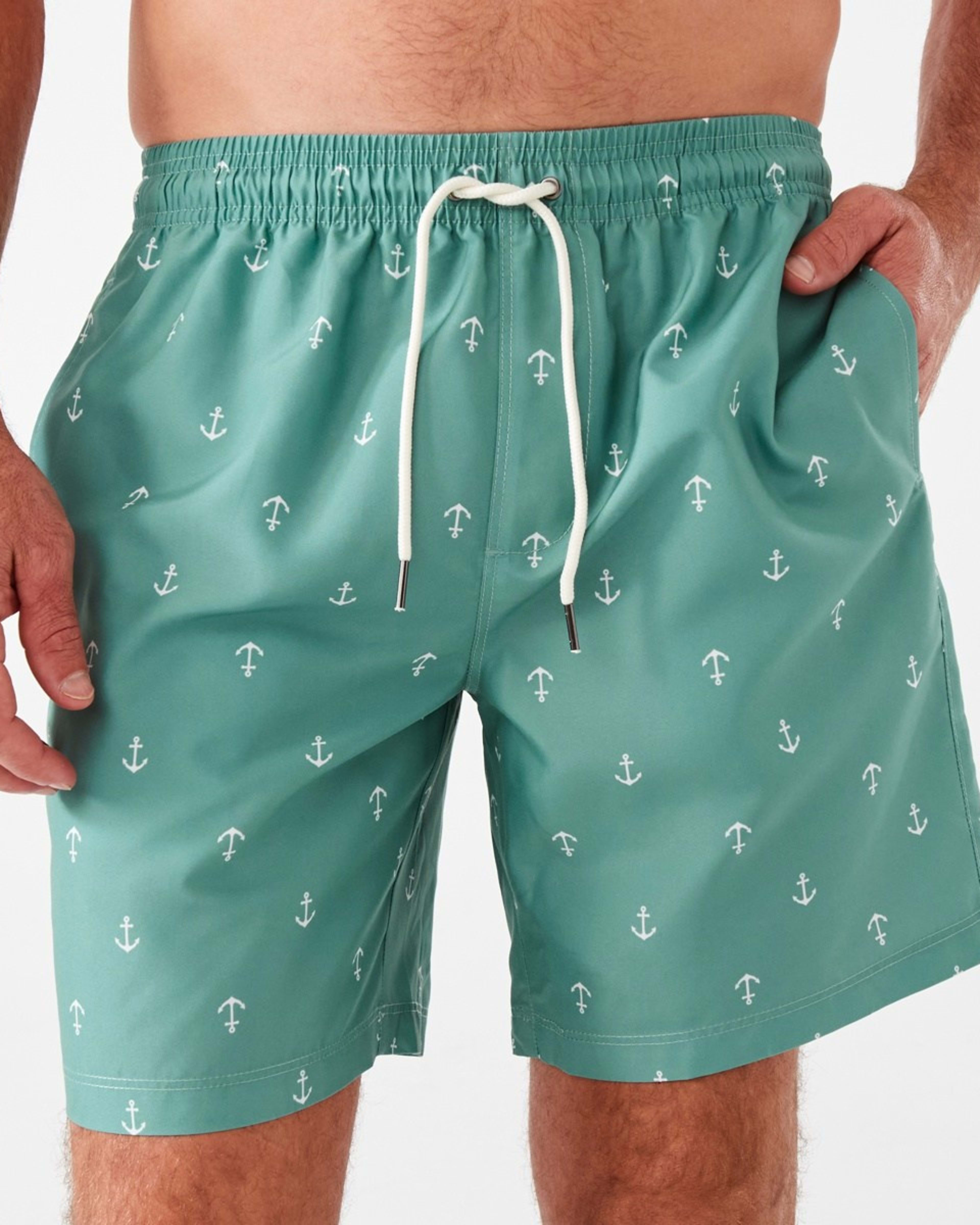 1 Mid Length Boardshorts Grn Anchor