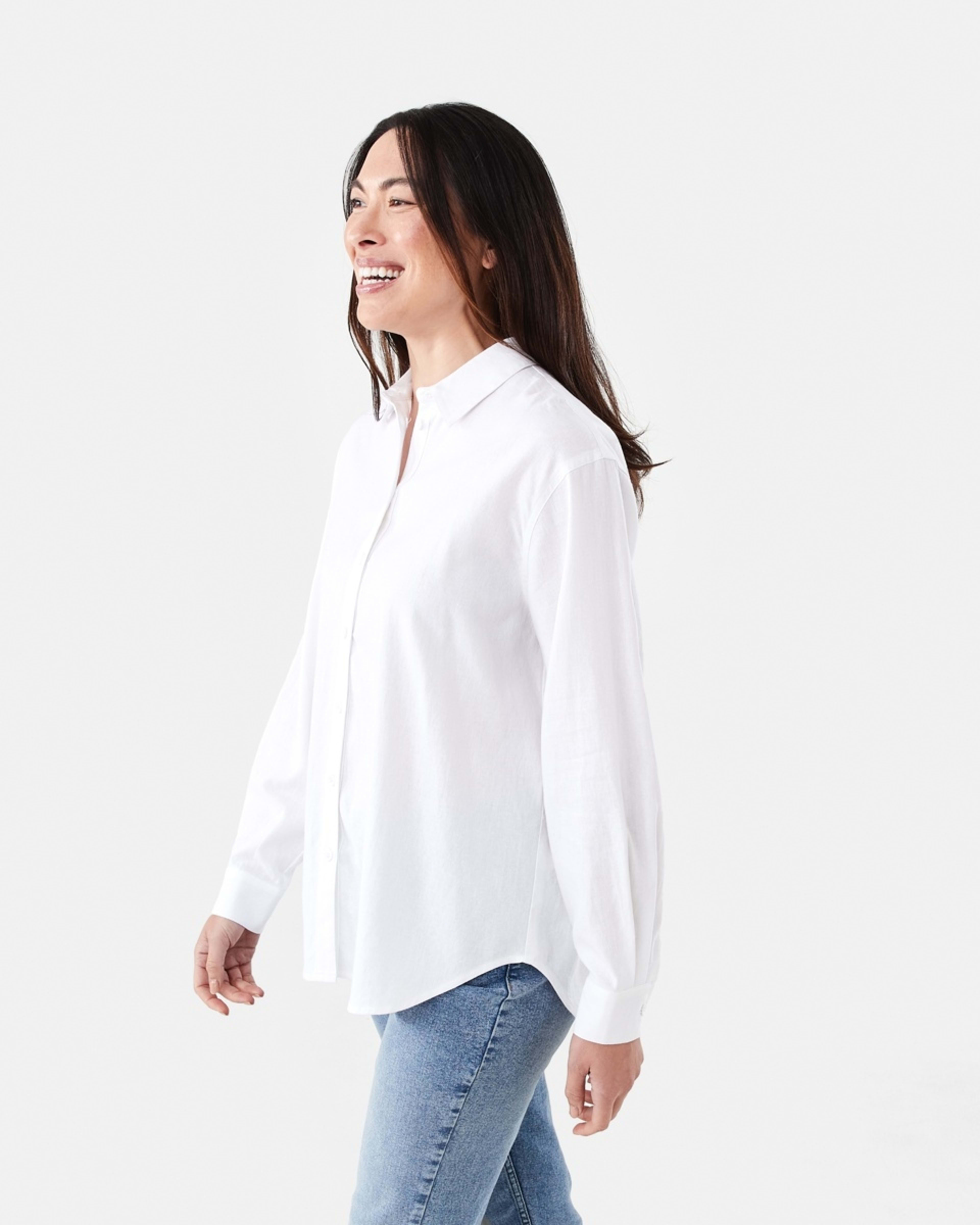 2 Long Sleeve Linen Blend Shirt WHITE, 2 of 6