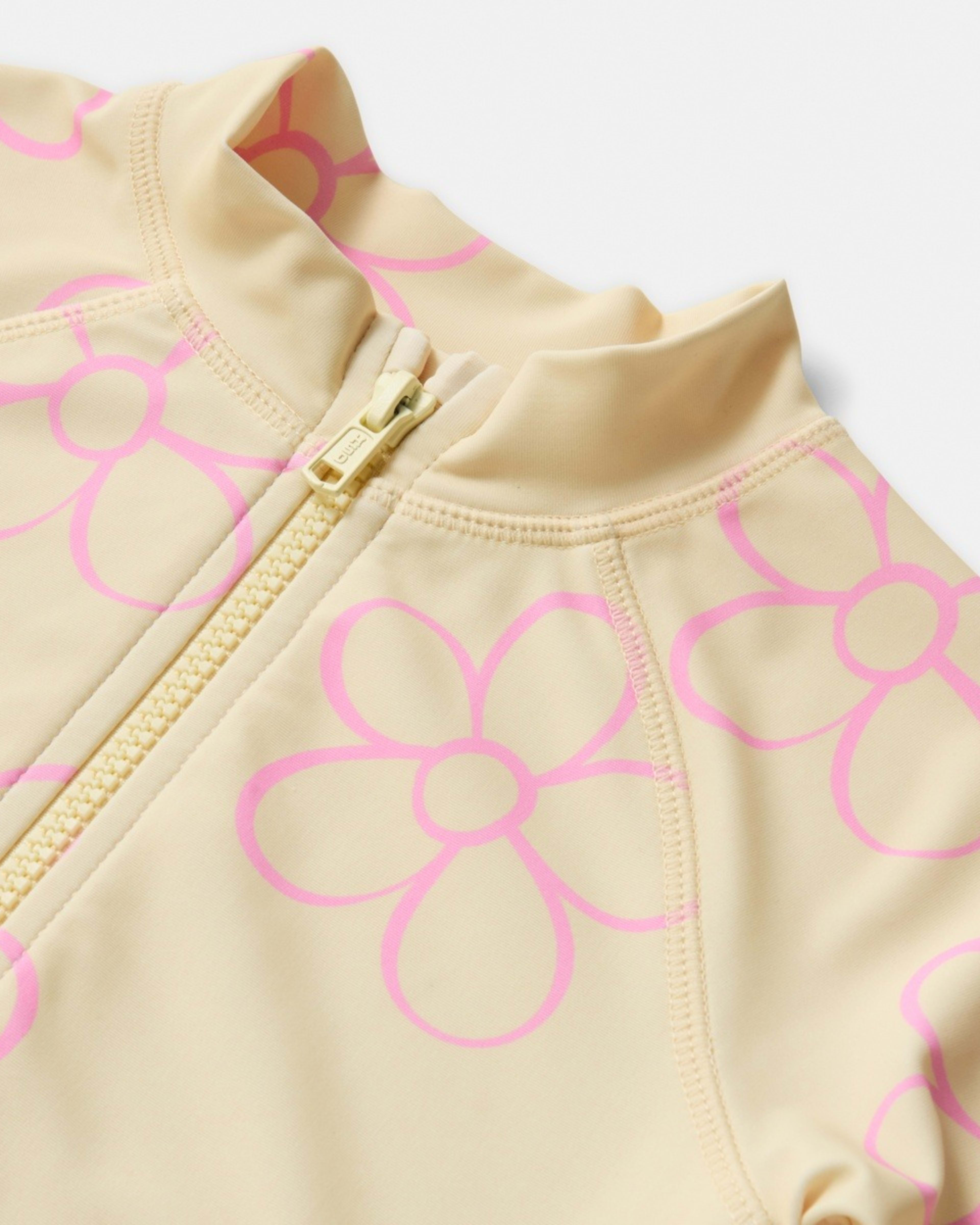 7 Long Sleeve One Piece Swimsuit OUTLINED DAISY BUTTER CREAM, 7 of 7