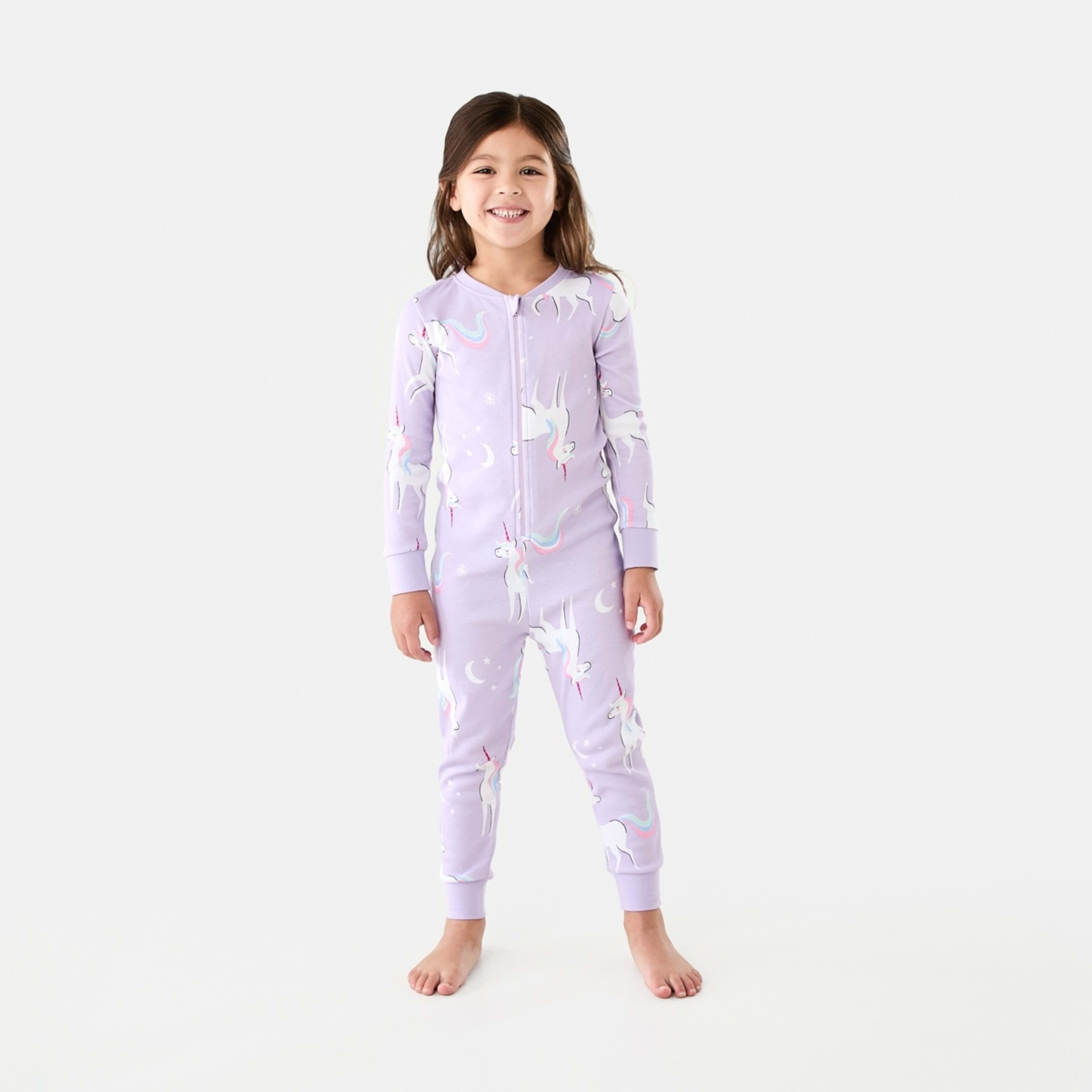 1 Rib All-In-One Sleepsuit Purple Unicorn, 1 of 9