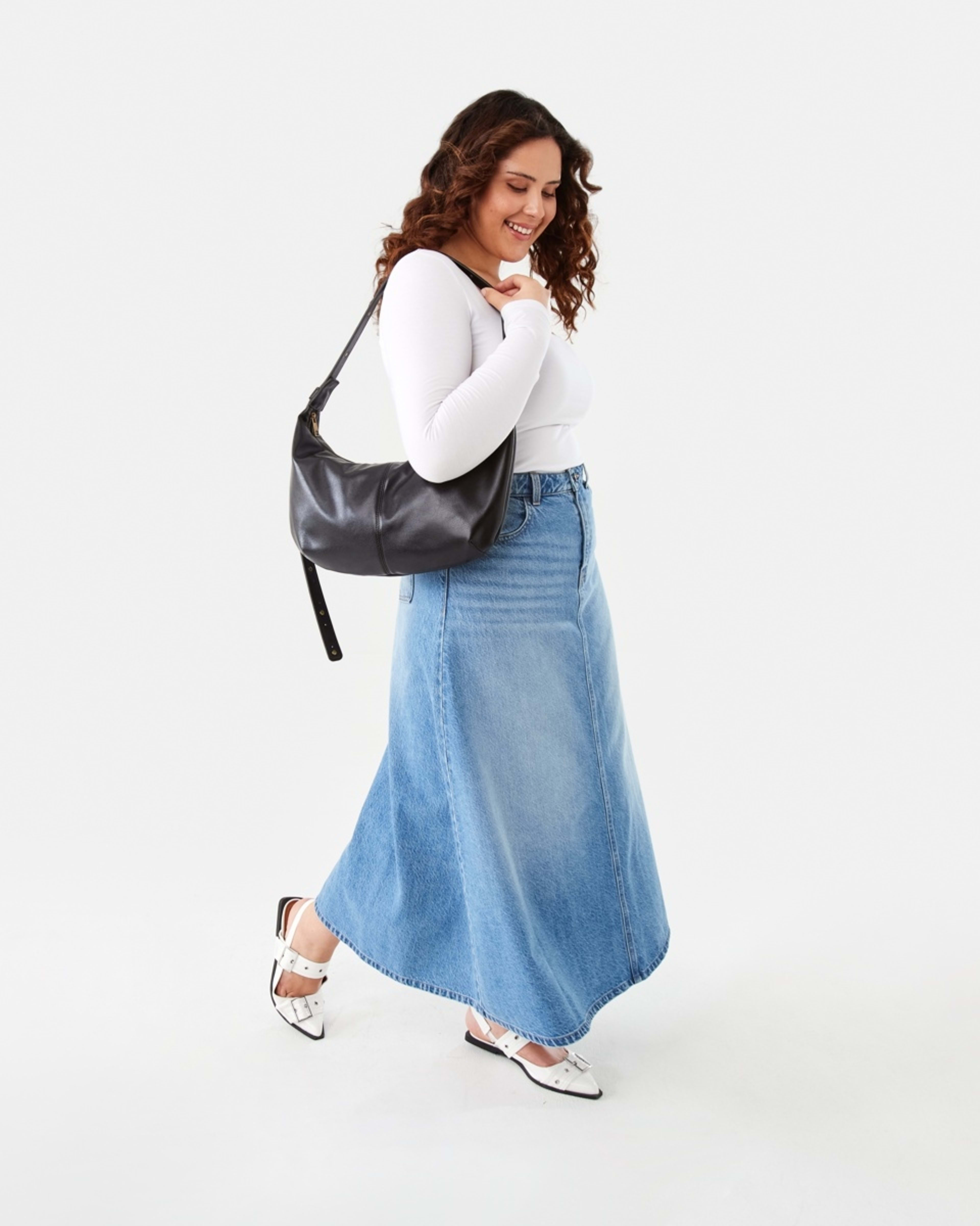 8 Denim A-Line Maxi Skirt Mid Wash, 8 of 9