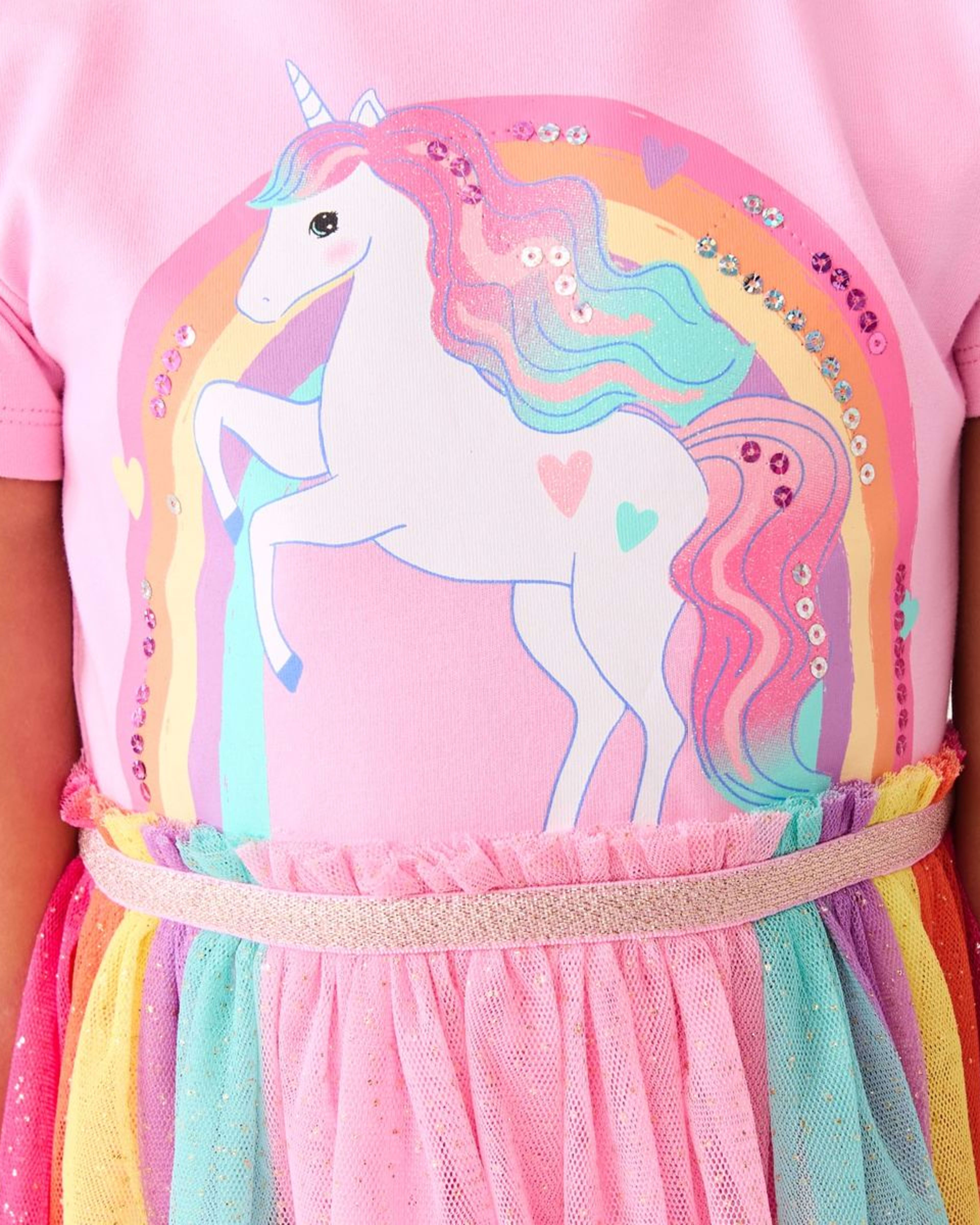 4 Short Sleeve Tutu Dress Pnk Unicrn, 4 of 9