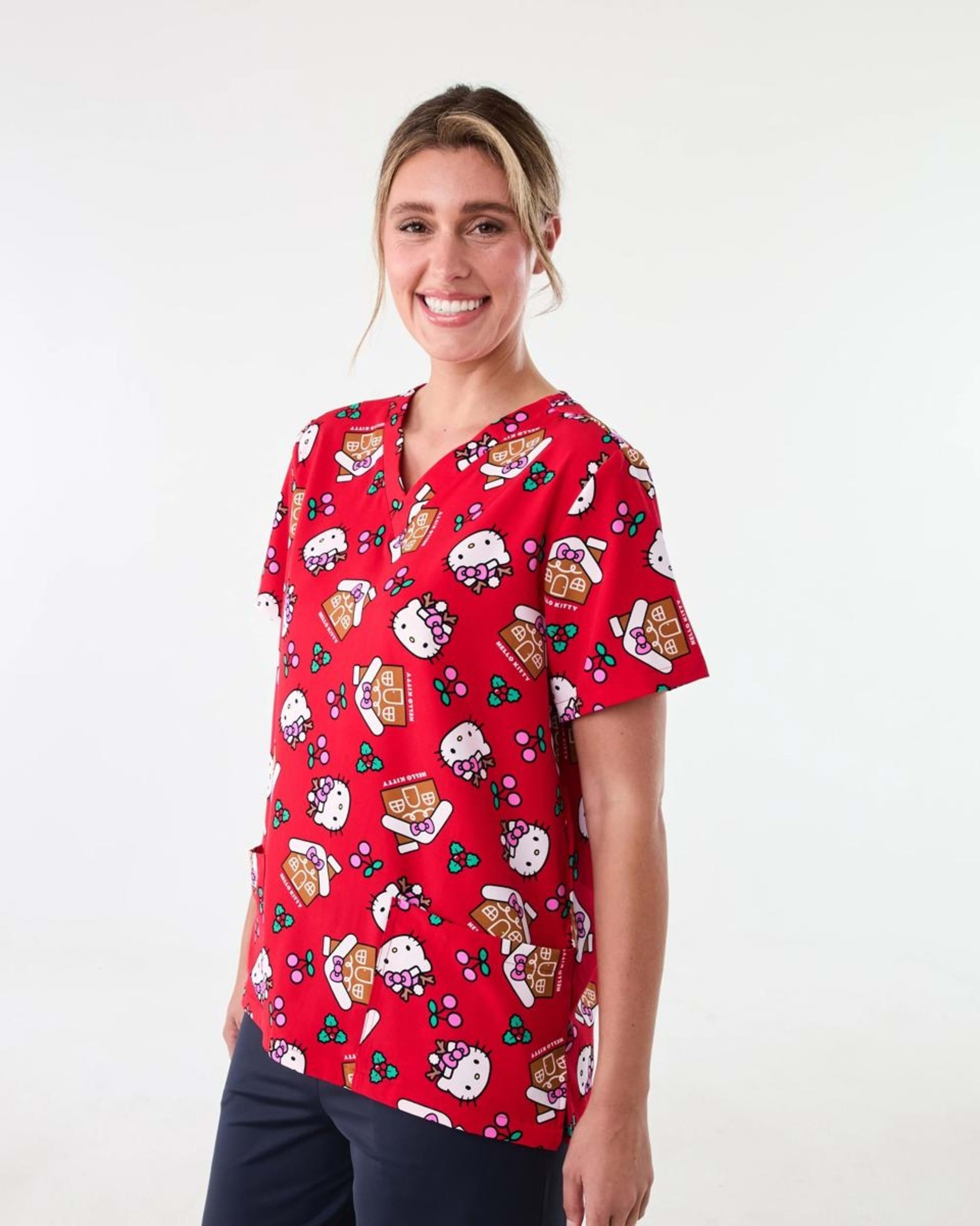 2 Workwear Hello Kitty License Christmas Scrub Top Hellokitty, 2 of 8