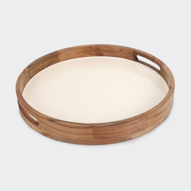 White Enamel Acacia Tray Kmart