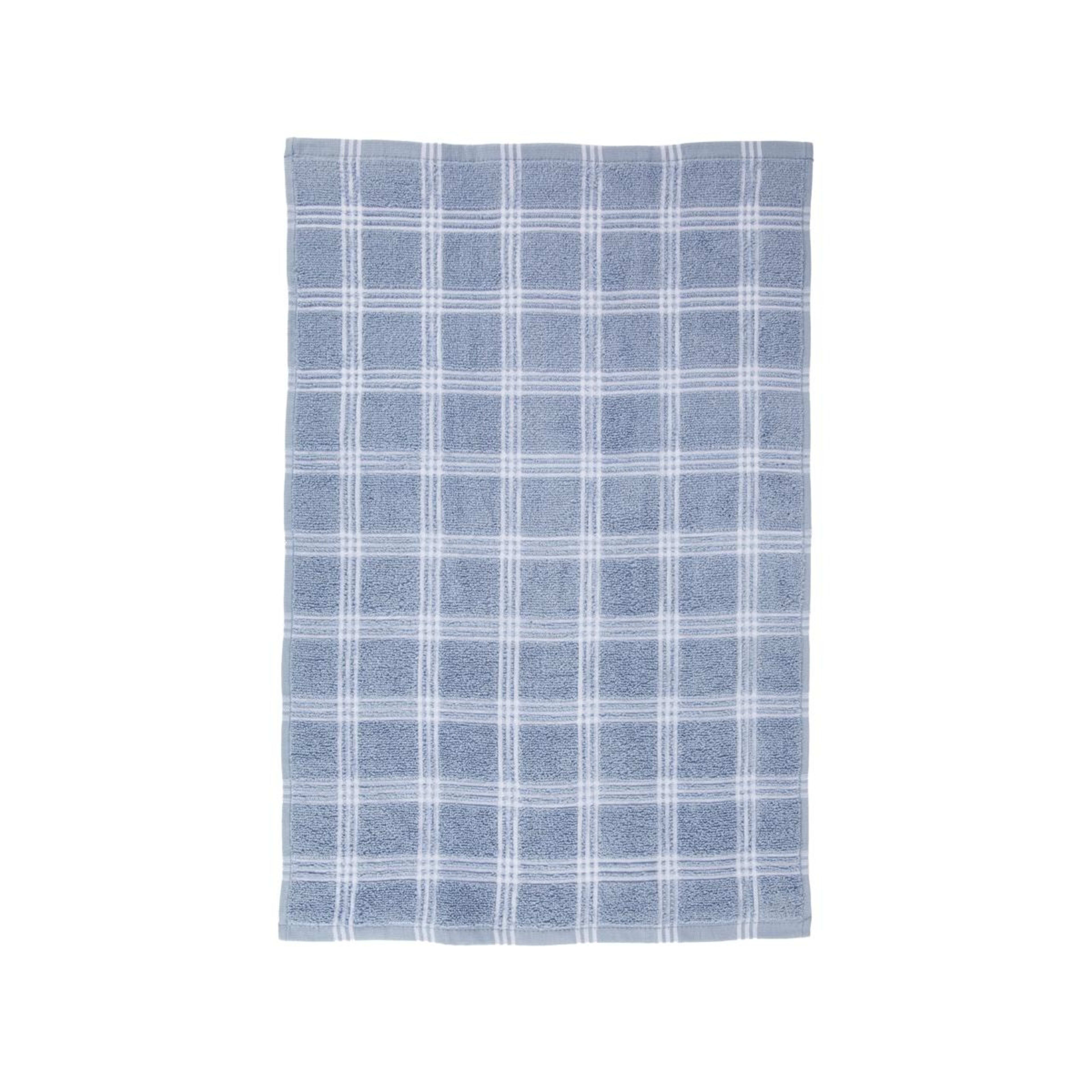 3 4 Pack Blue Check Terry Tea Towel, 3 of 7