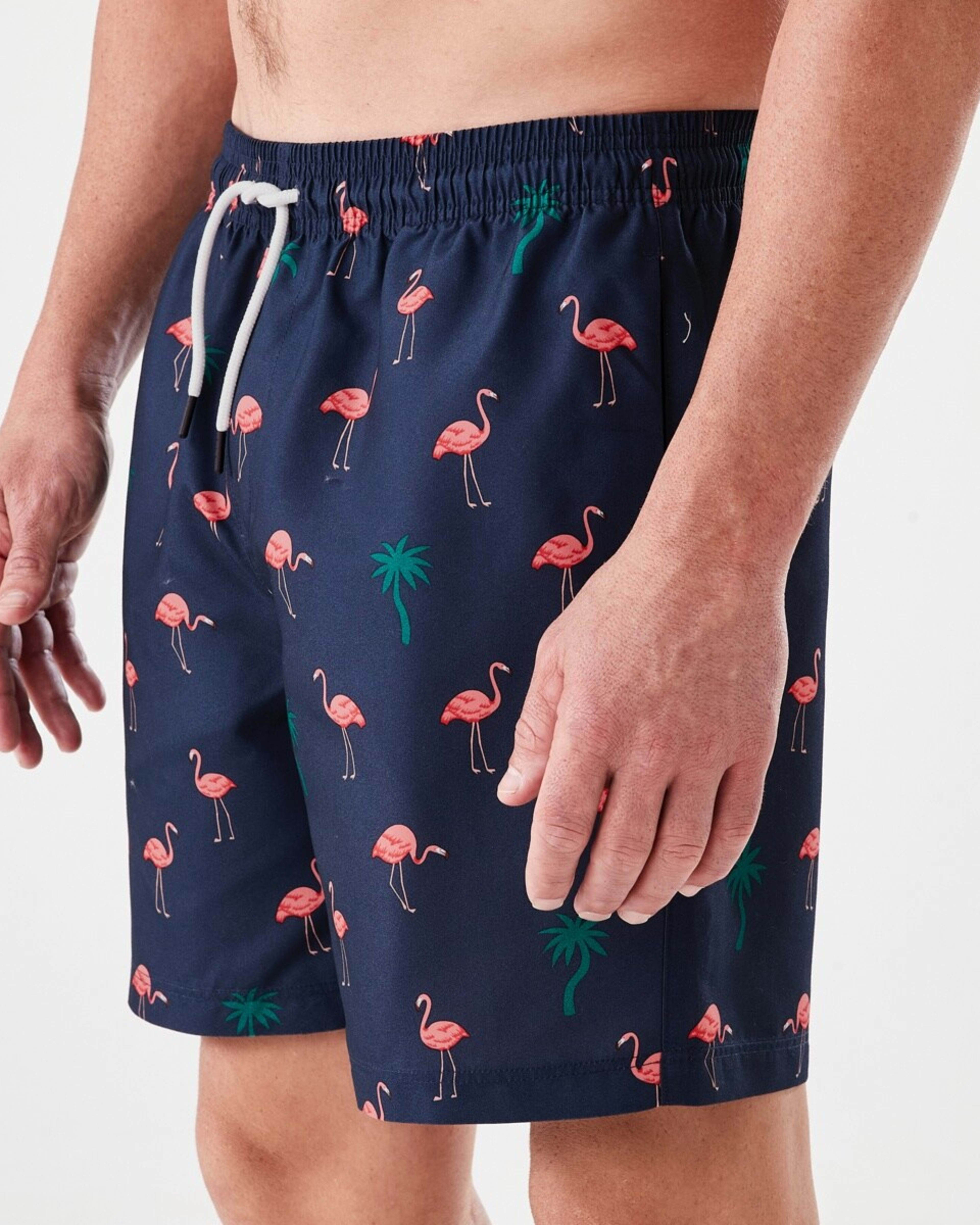 2 Regular Print Boardshorts FLAMINGO AND PALM SPELL NAVY, 2 of 6