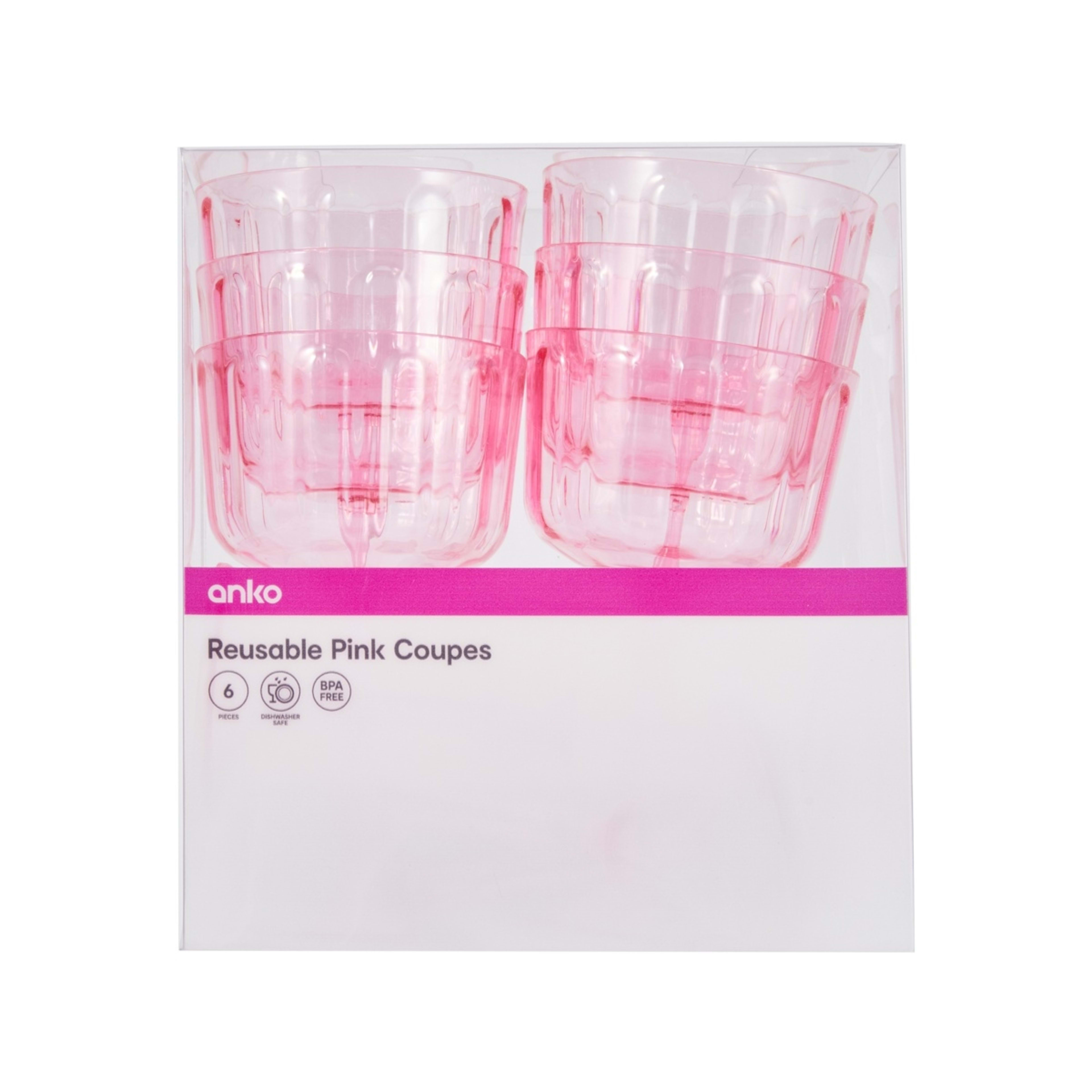 5 6 Piece Reusable Pink Coupes, 5 of 5