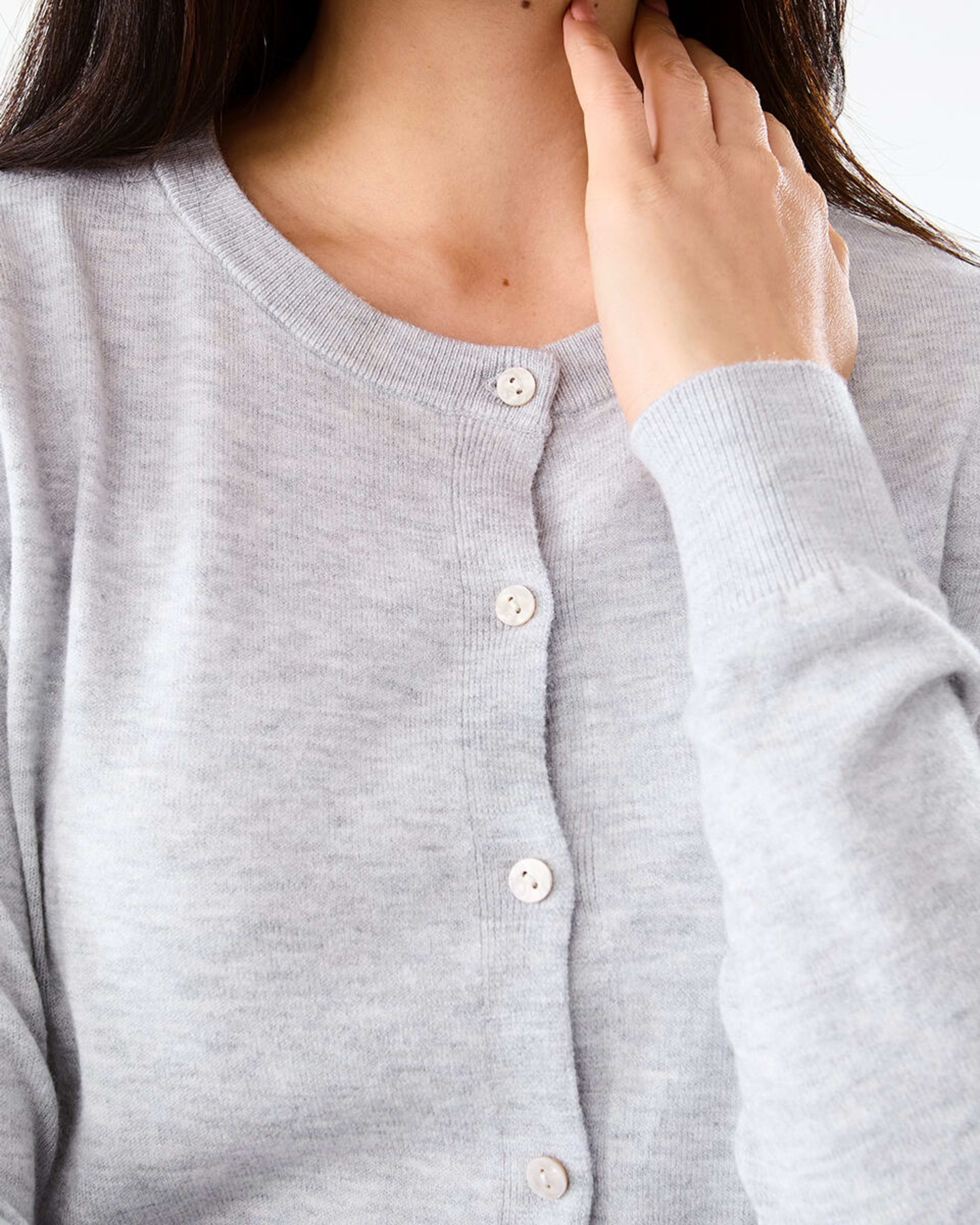 5 Lightweight Crew Neck Cardigan SILVER MARLE, 5 of 5