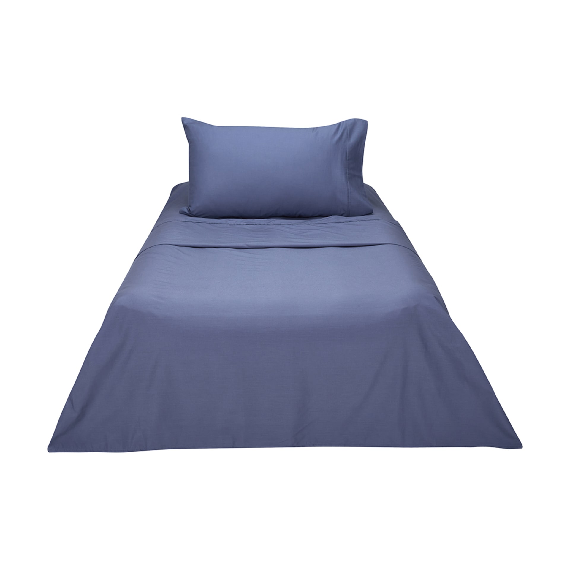 180 Thread Count Sheet Set Single Bed, Mid Blue Kmart