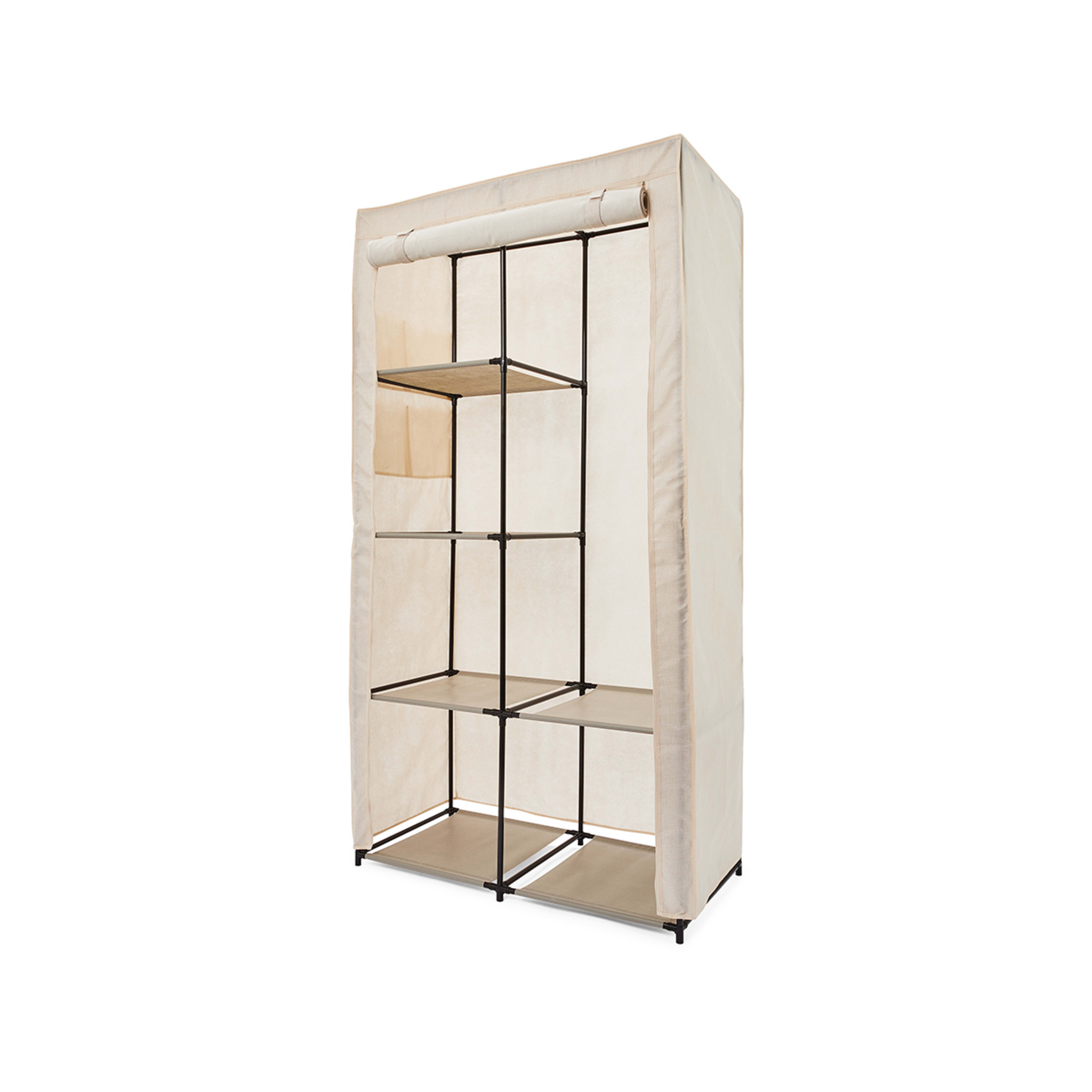 3 Linen Look Covered Wardrobe - Beige, 3 of 10