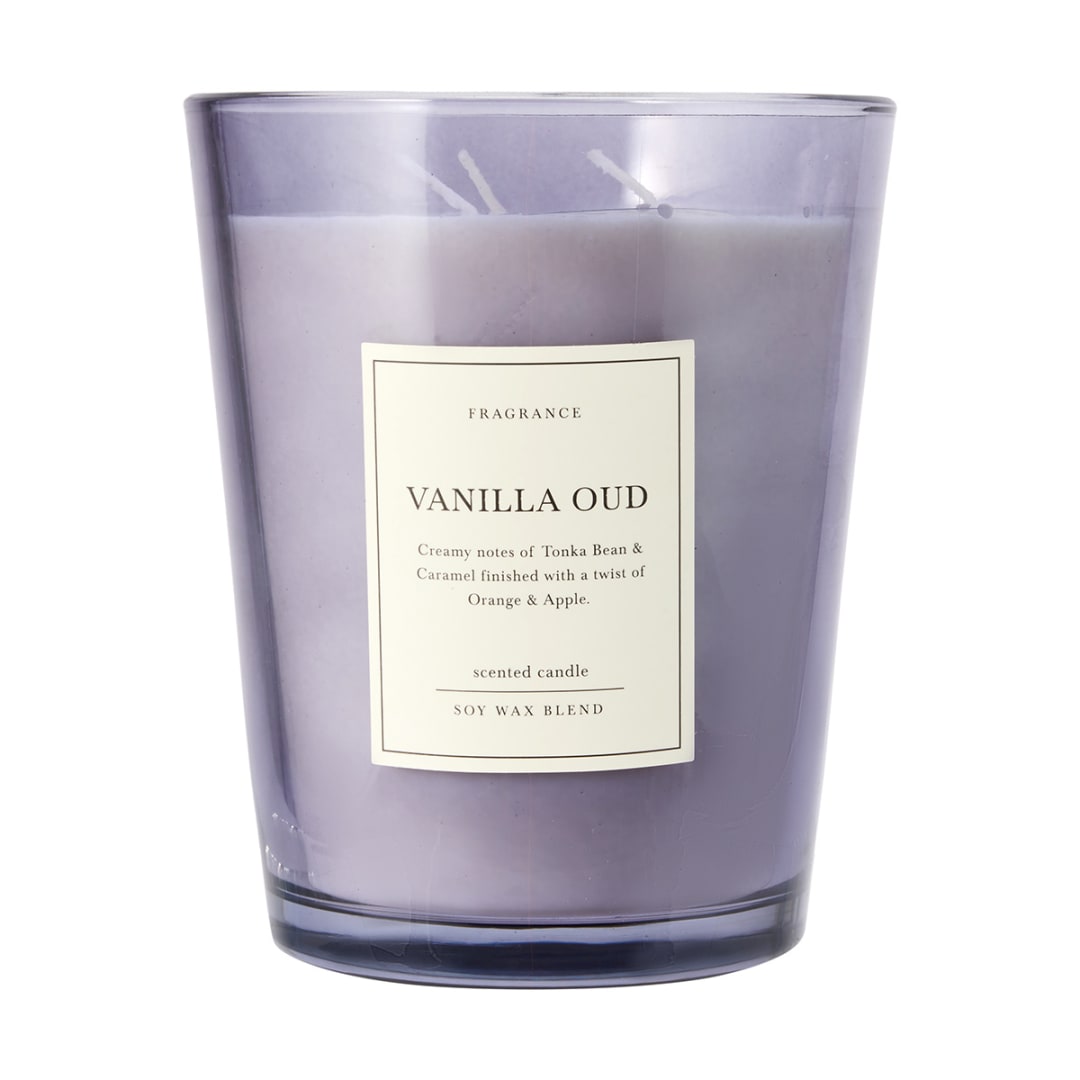 XL Vanilla Oud Soy Wax Blend Scented Candle Kmart