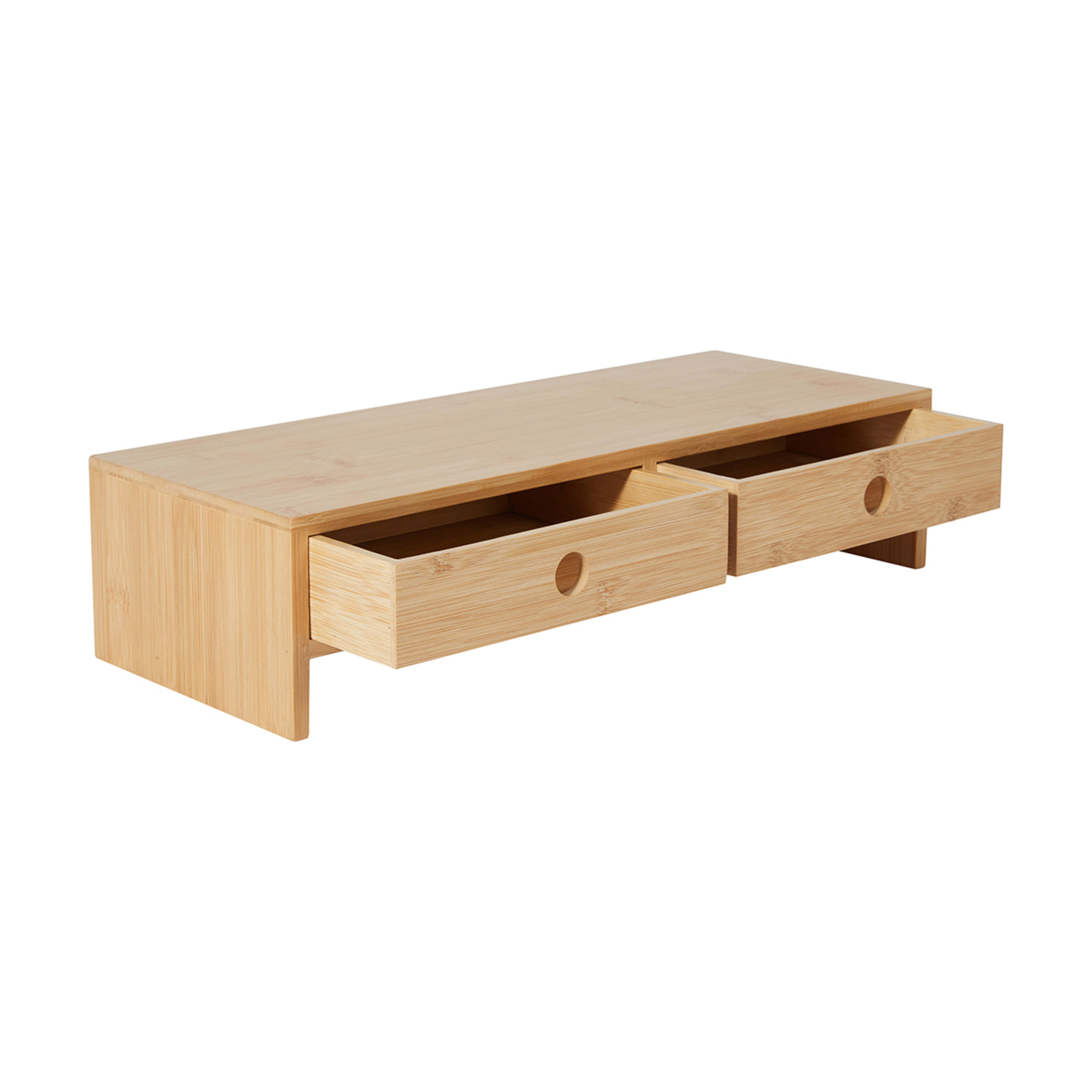 Bamboo Monitor Stand with Drawers Kmart NZ