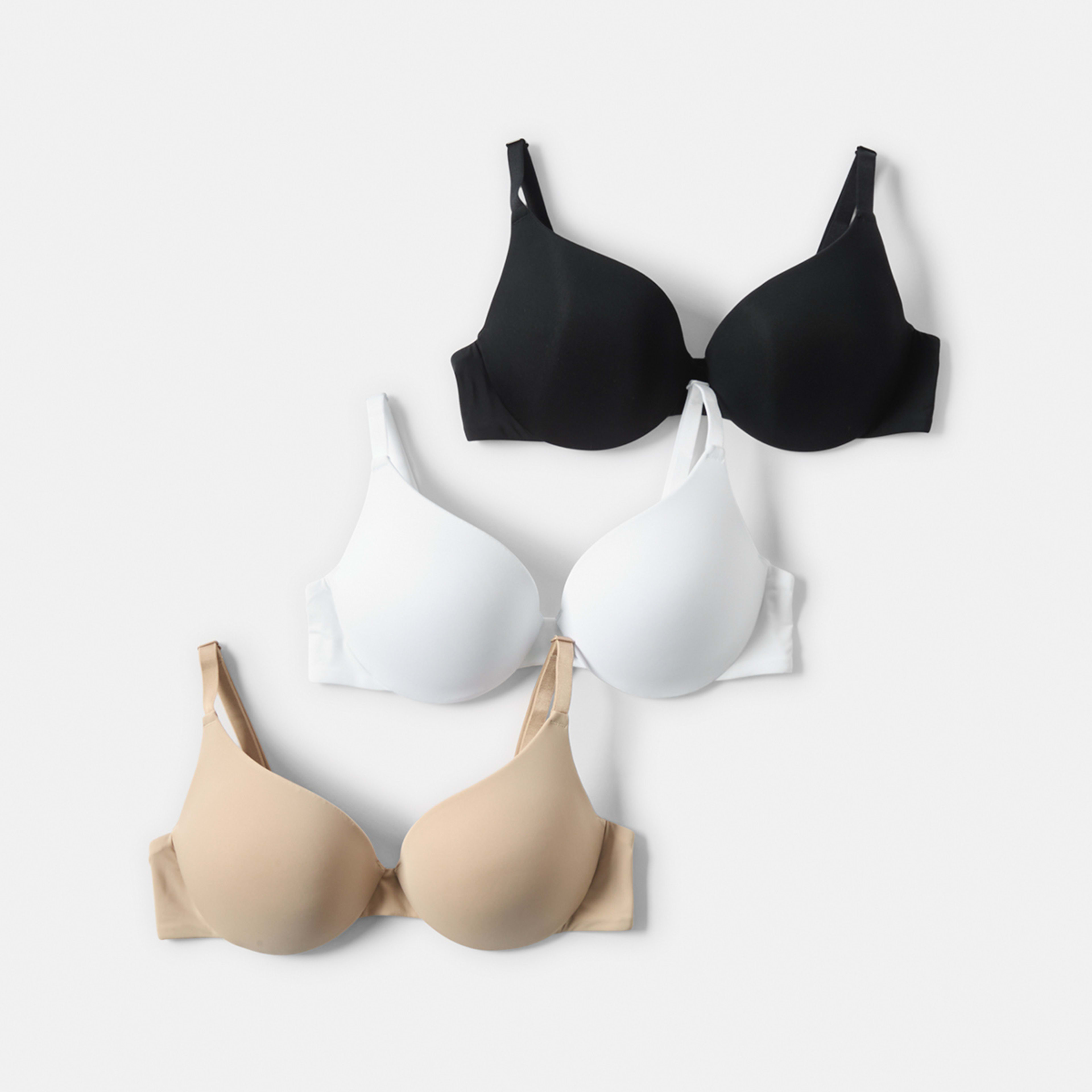 1 3 Pack Push-Up Bra Al Wh Blk, 1 of 10