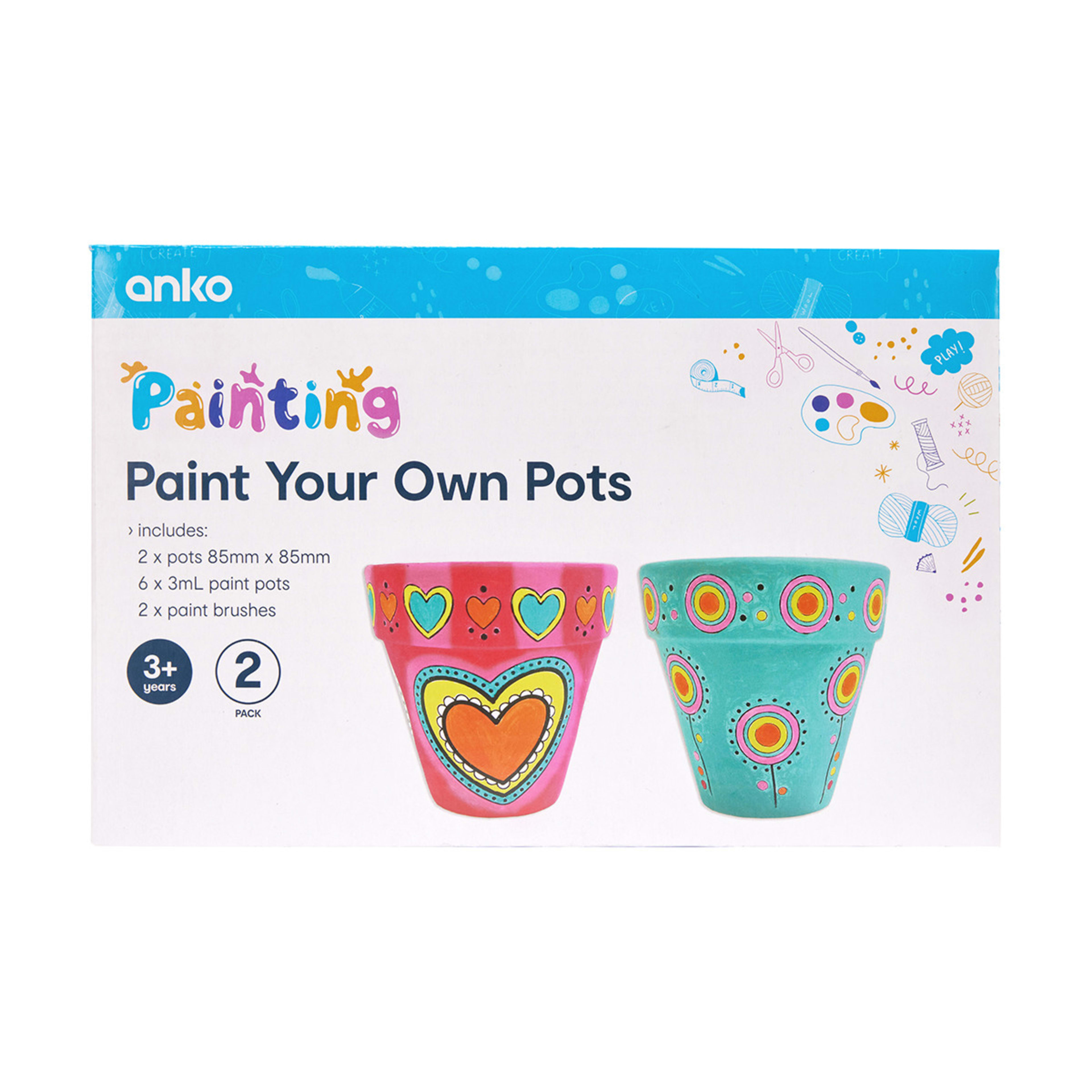 2 Pack Paint Your Own Pots Kmart