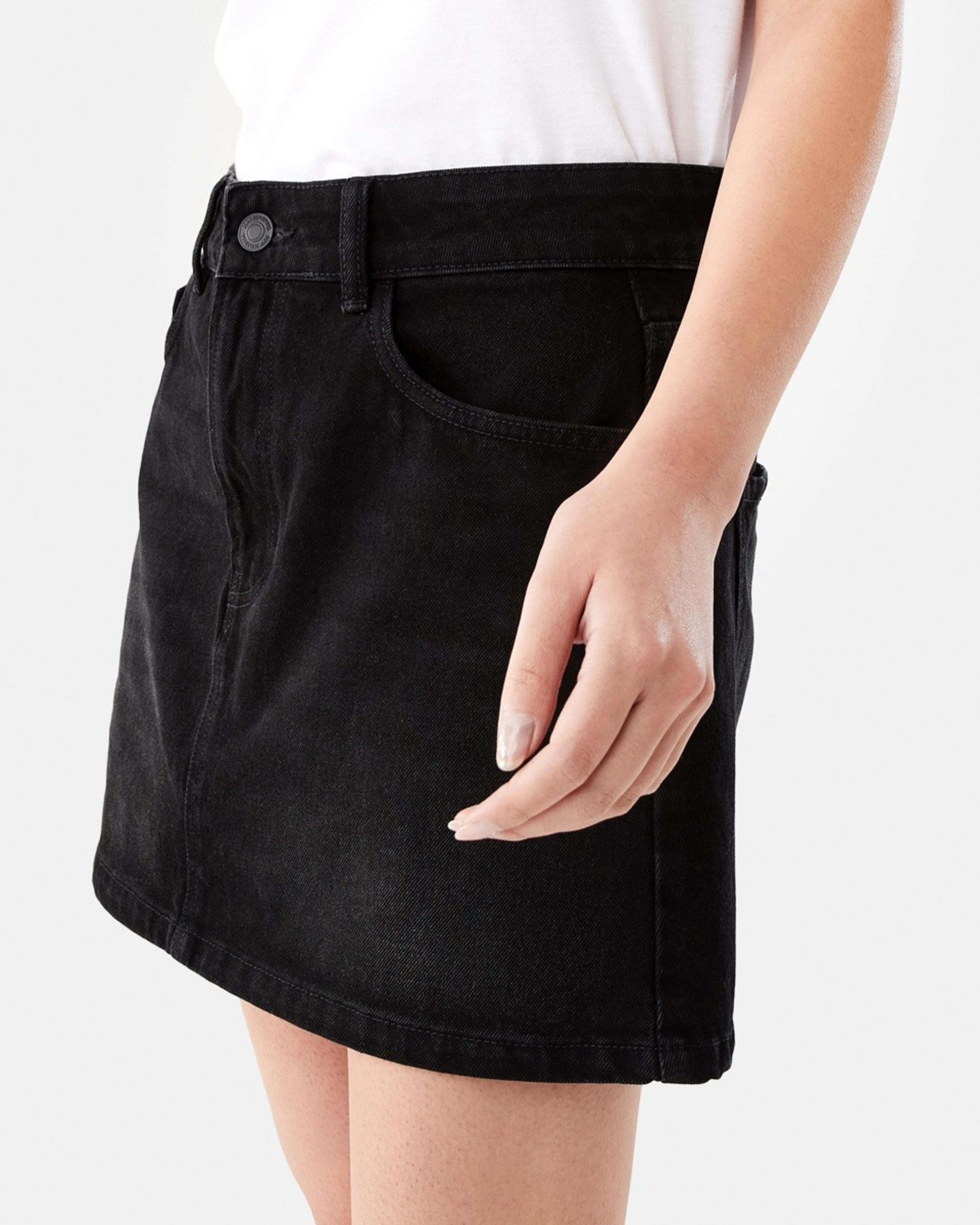 3 Denim A-line Mini Skirt BLACK WASH, 3 of 10