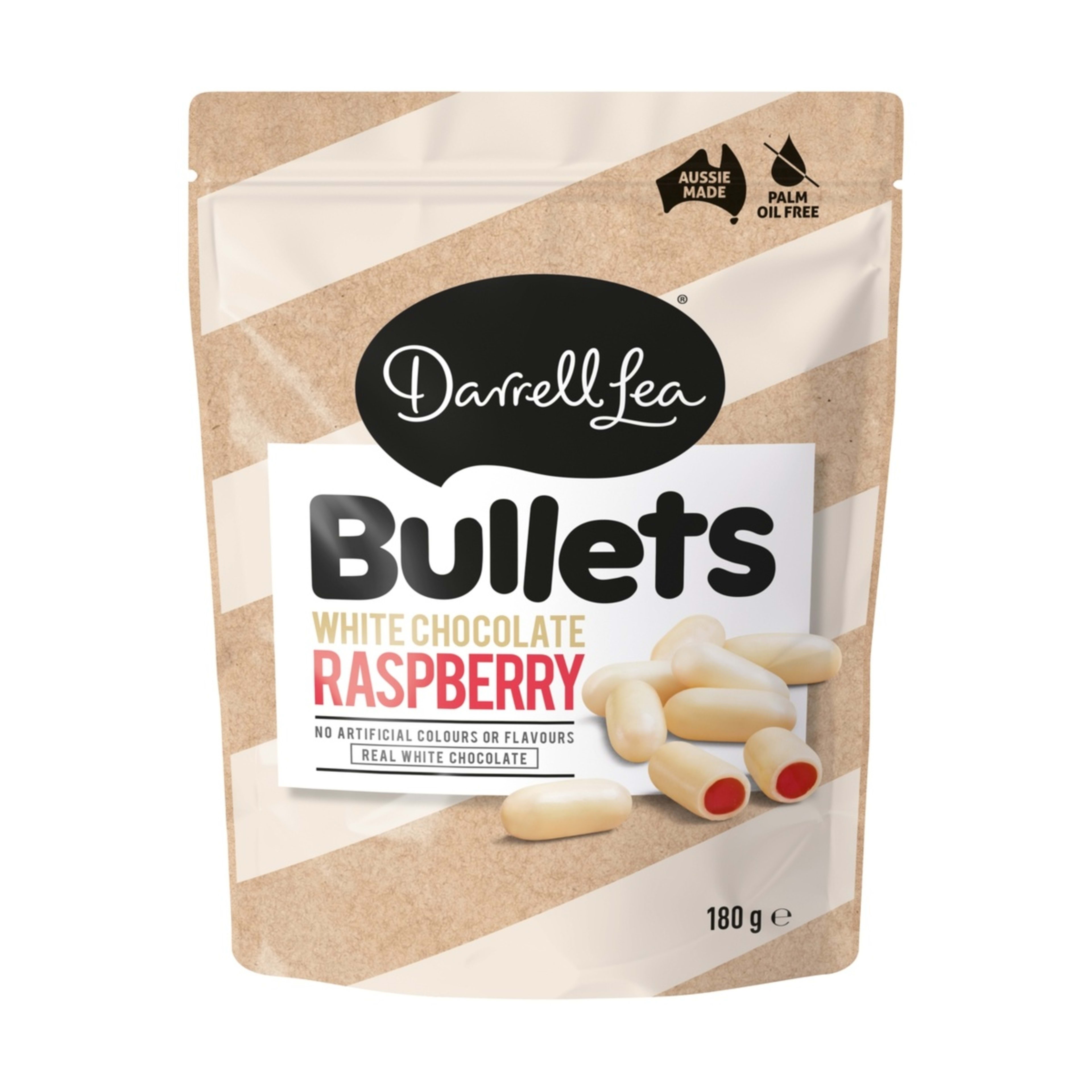 1 Darrell Lea White Chocolate Raspberry Bullets 180g