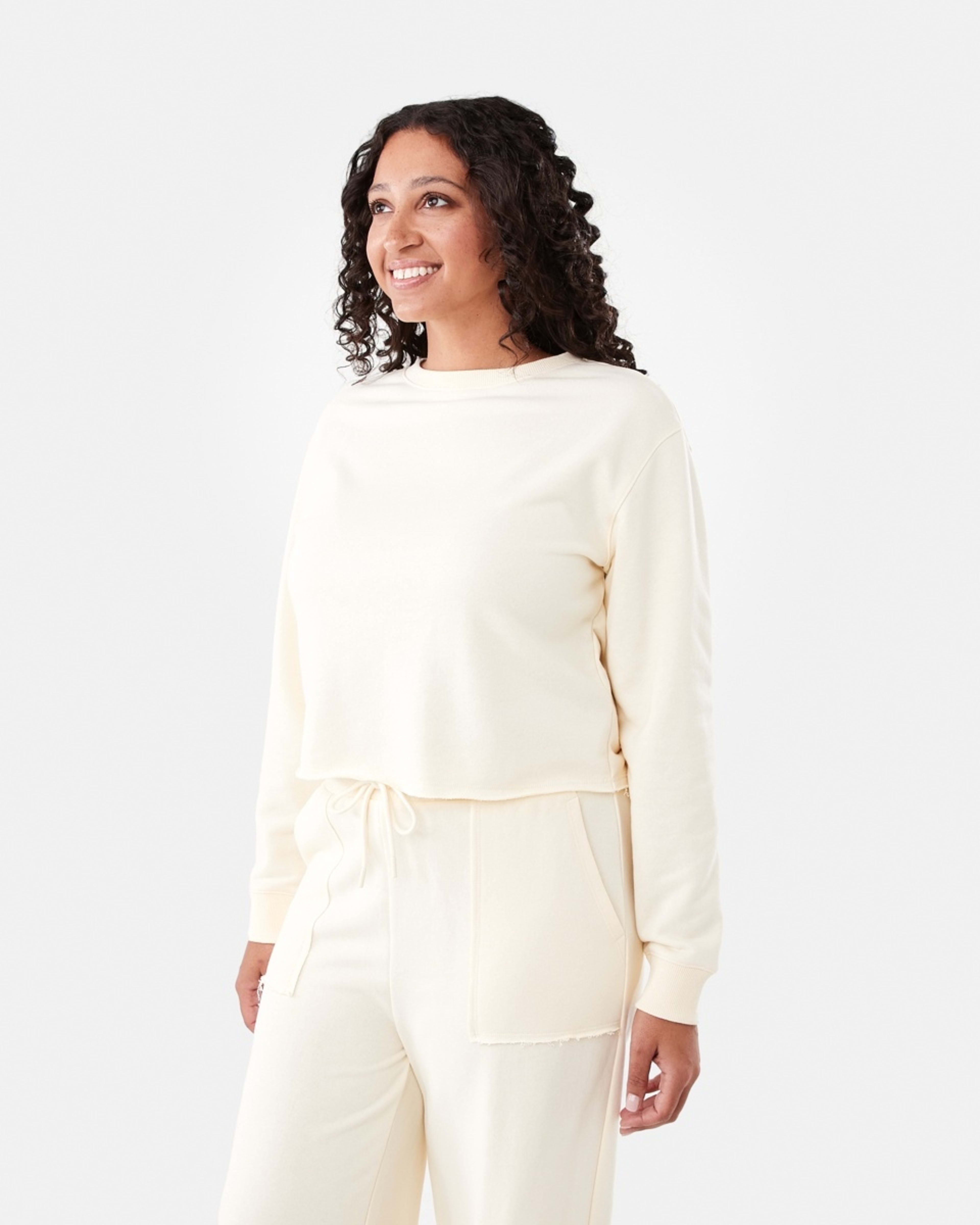 2 Raw Hem Cropped Sweatshirt Soft Lemon, 2 of 6