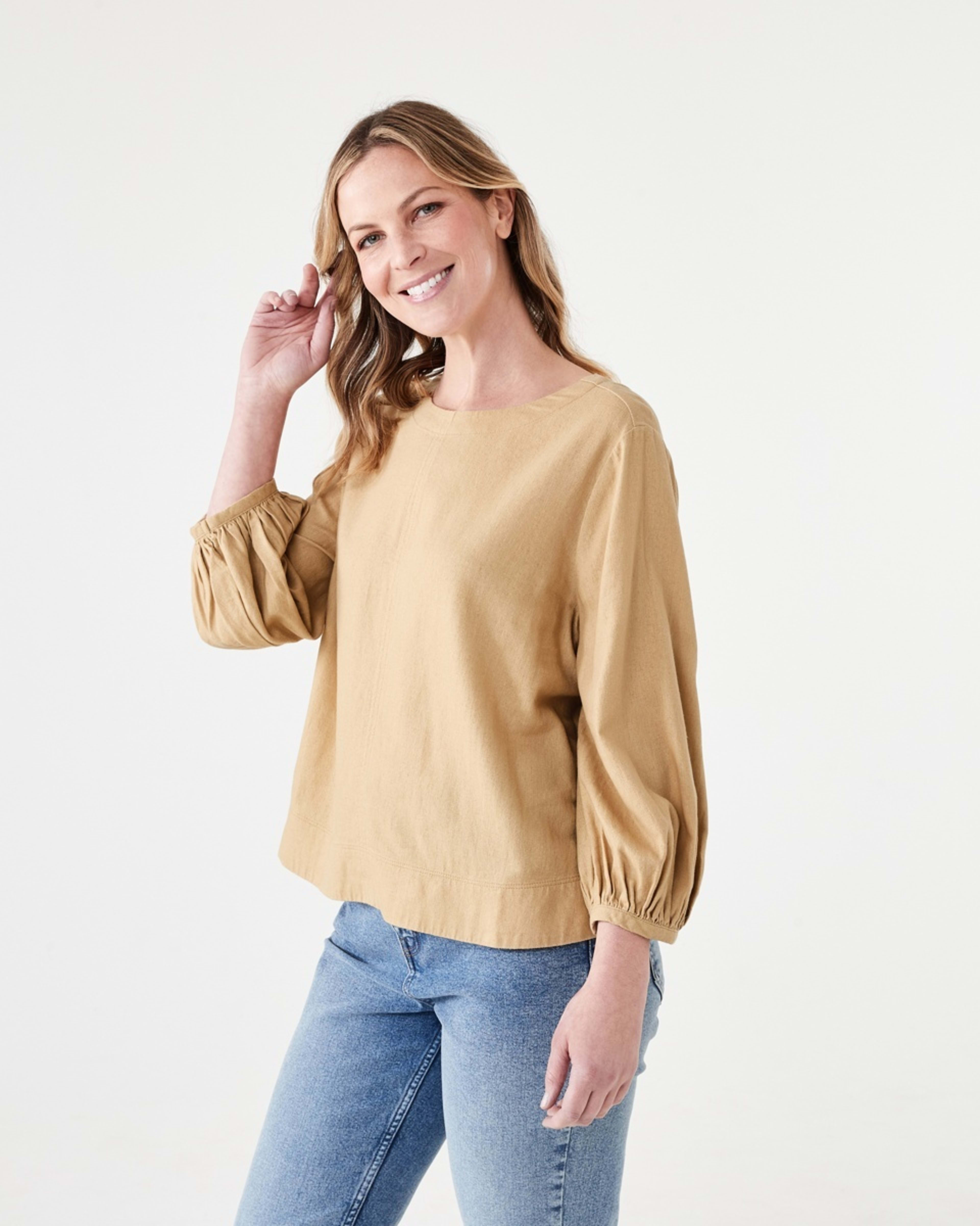 2 Long Sleeve Linen Blend Top LARK, 2 of 6