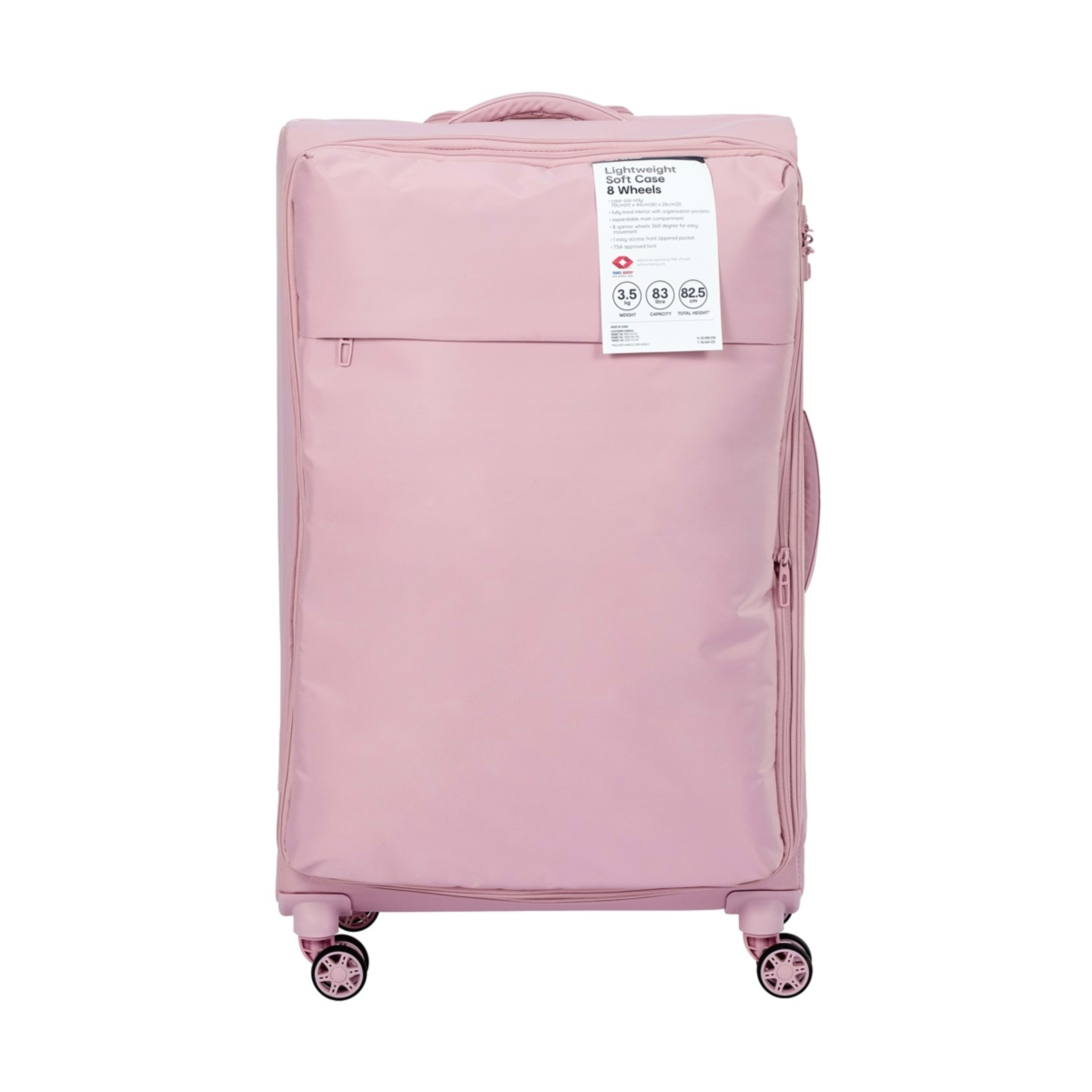 8 70cm 8 Wheels Lightweight Soft Case - Blush, 8 of 8