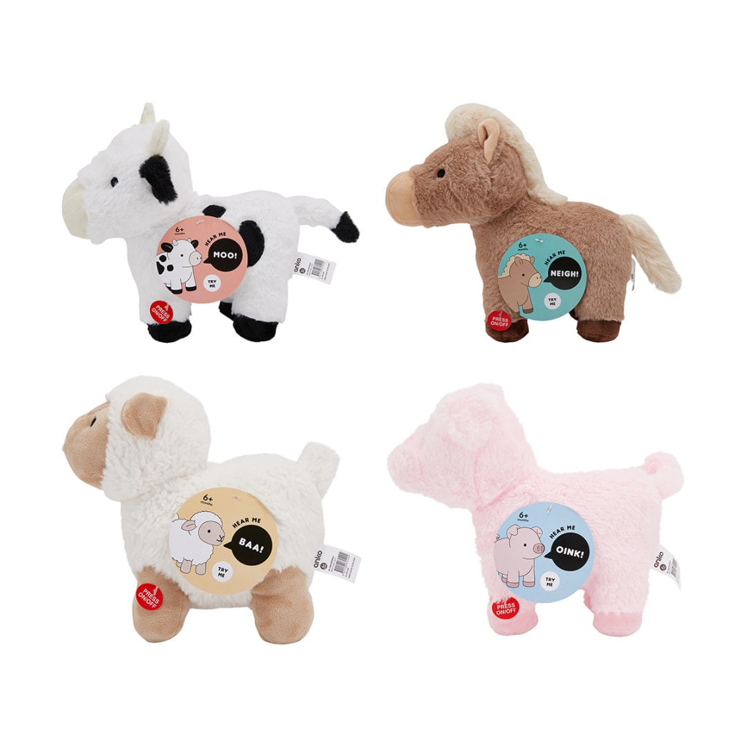 Farm Animal Sound Plush - Assorted - Kmart