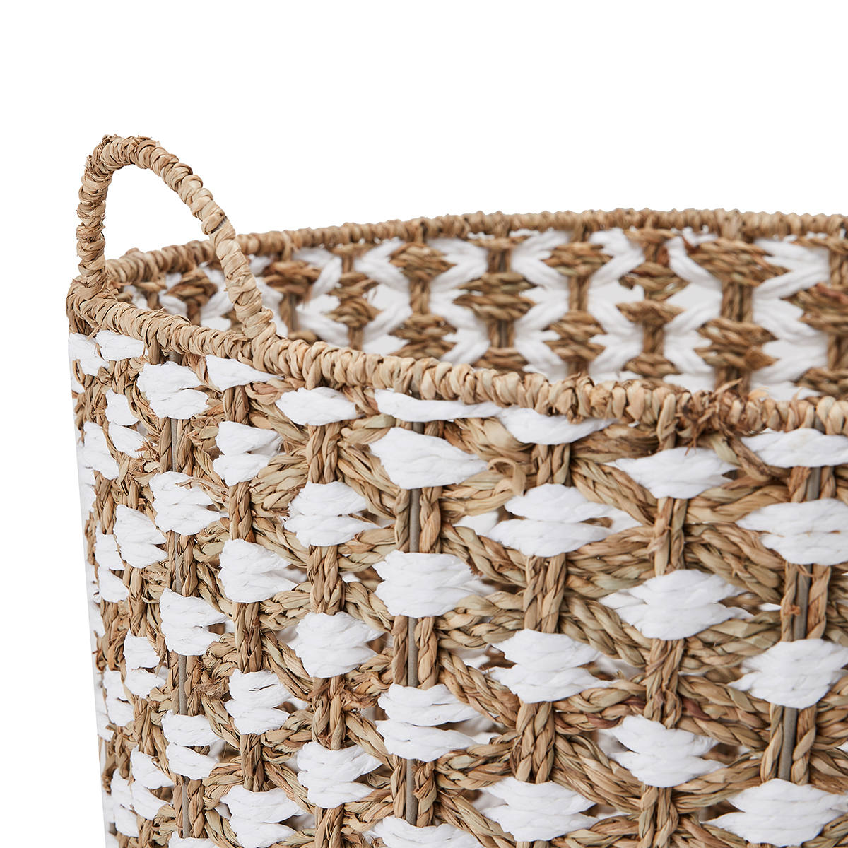 Round Seagrass Basket Natural and White Kmart