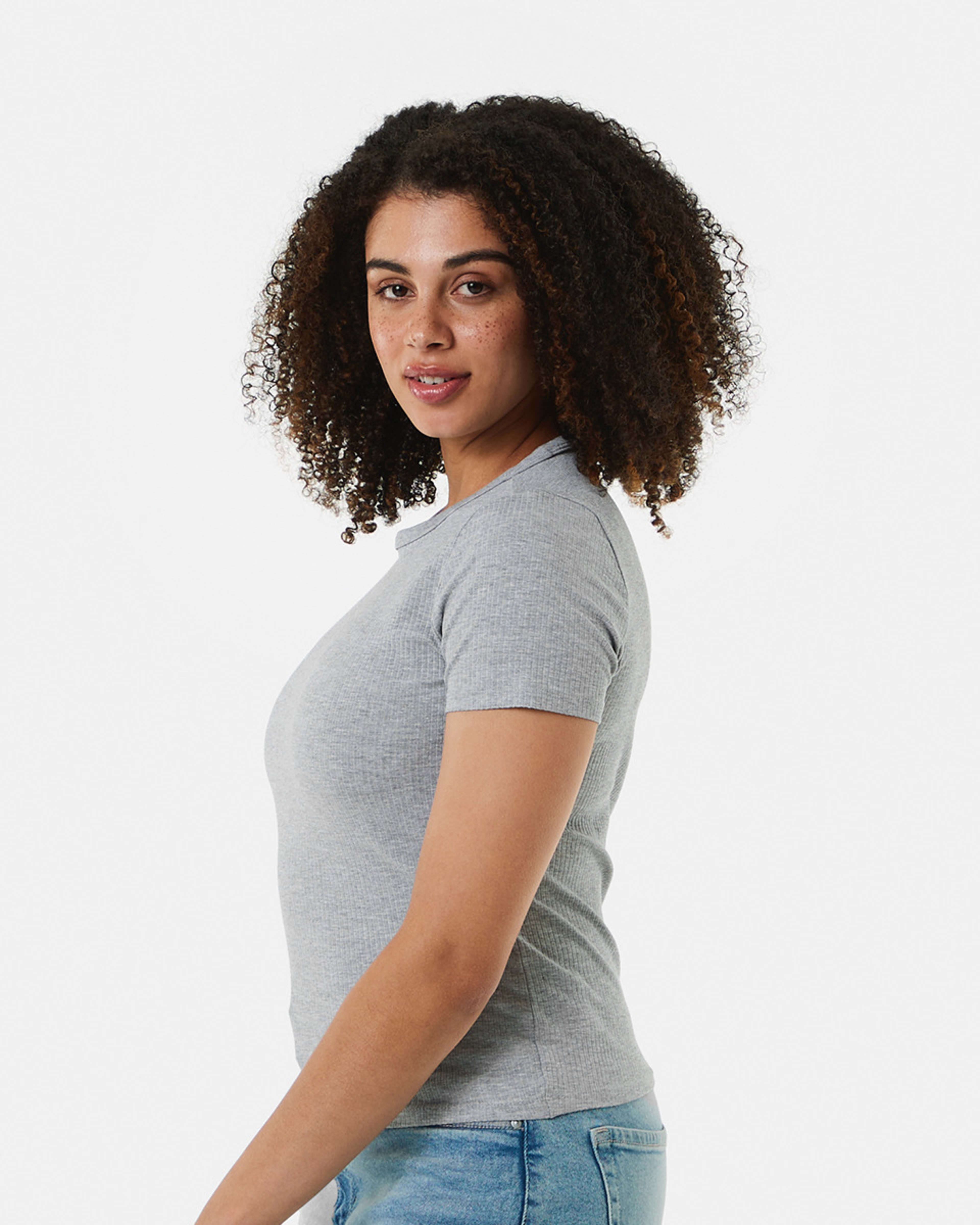 2 Short Sleeve Rib Crew Neck T-shirt Ash Marle, 2 of 6