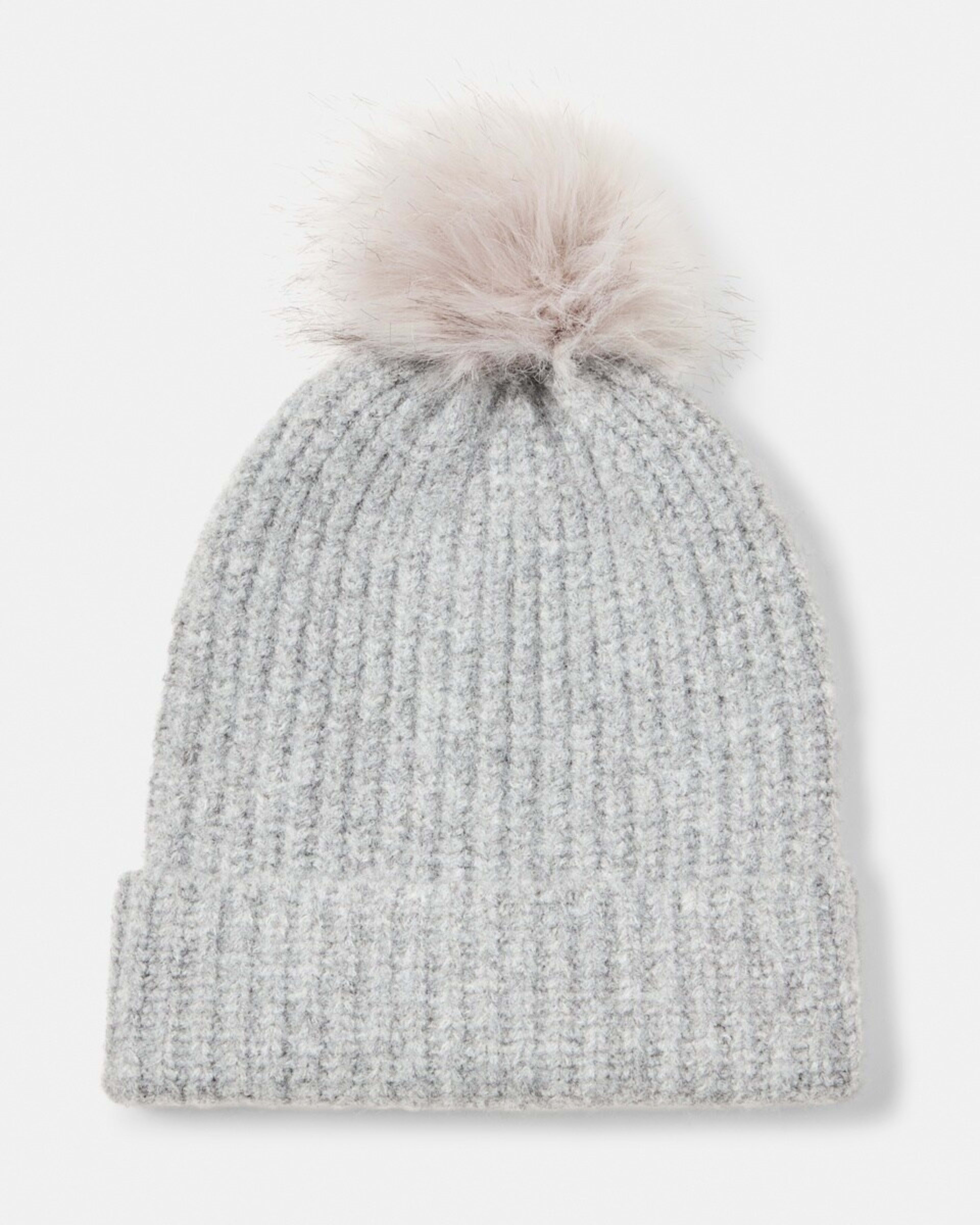 1 Rib Pom Pom Beanie Slvr Marle, 1 of 5