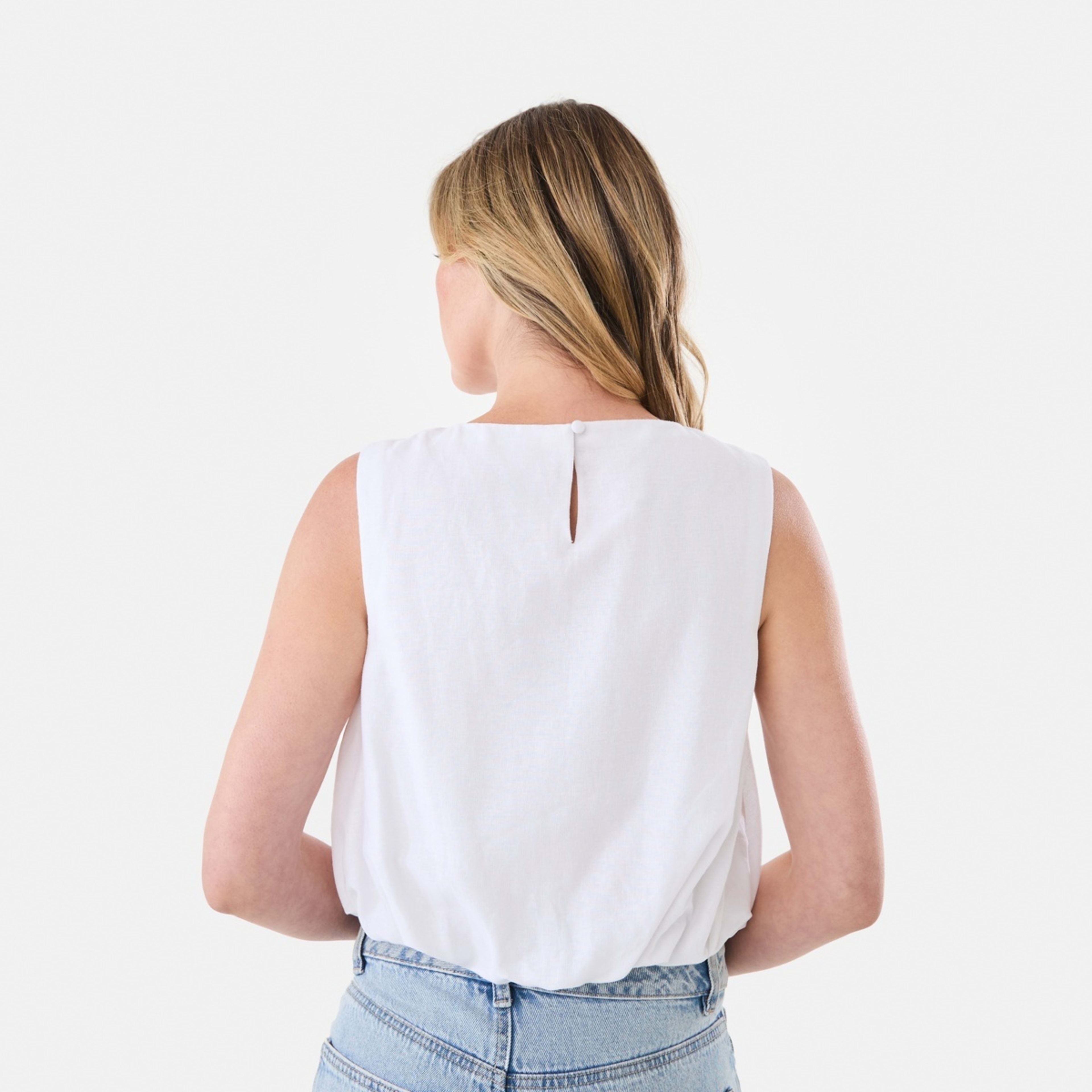 3 Sleeveless Bubble Hem Top White, 3 of 7