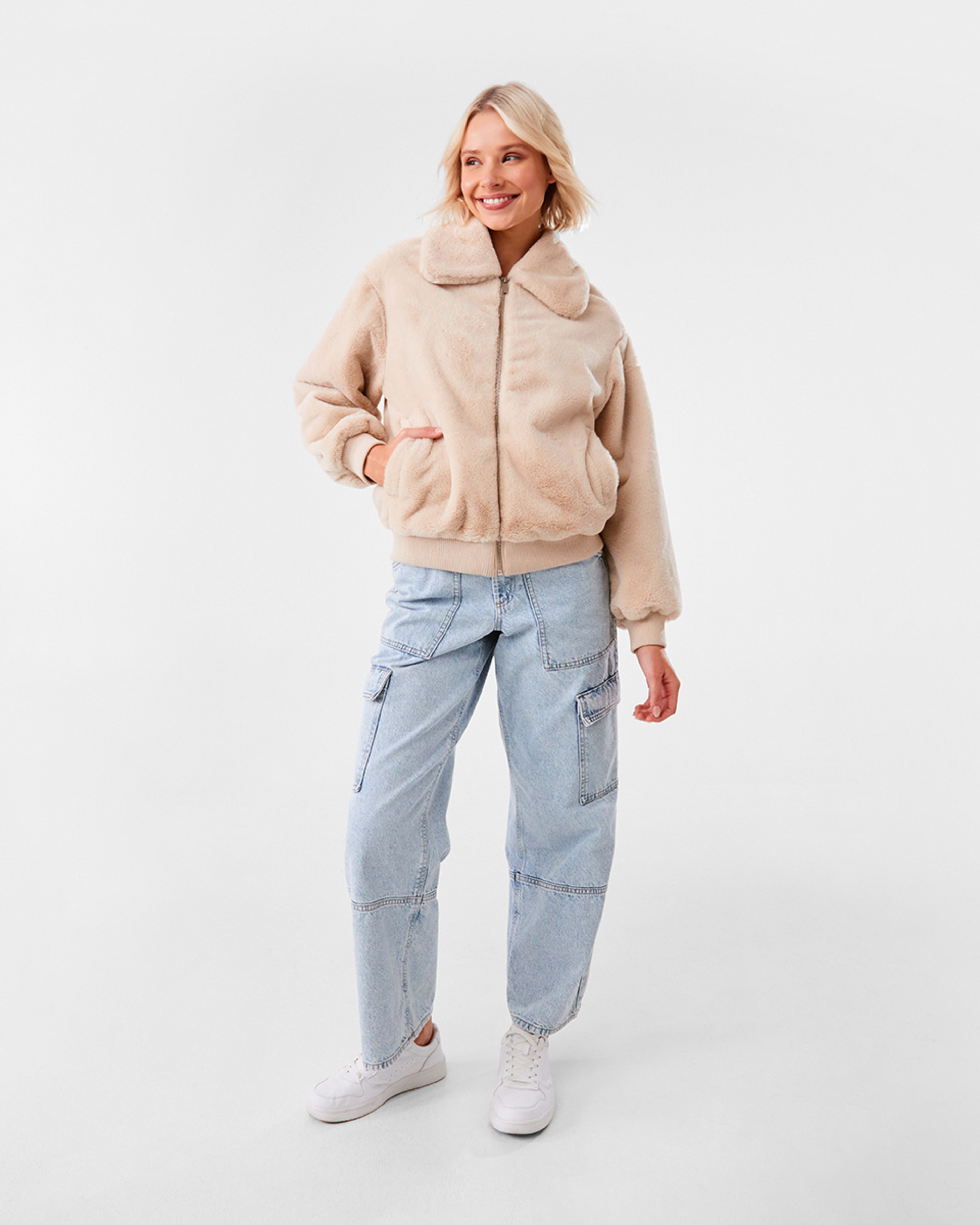 3 Plush Teddy Jacket White, 3 of 10