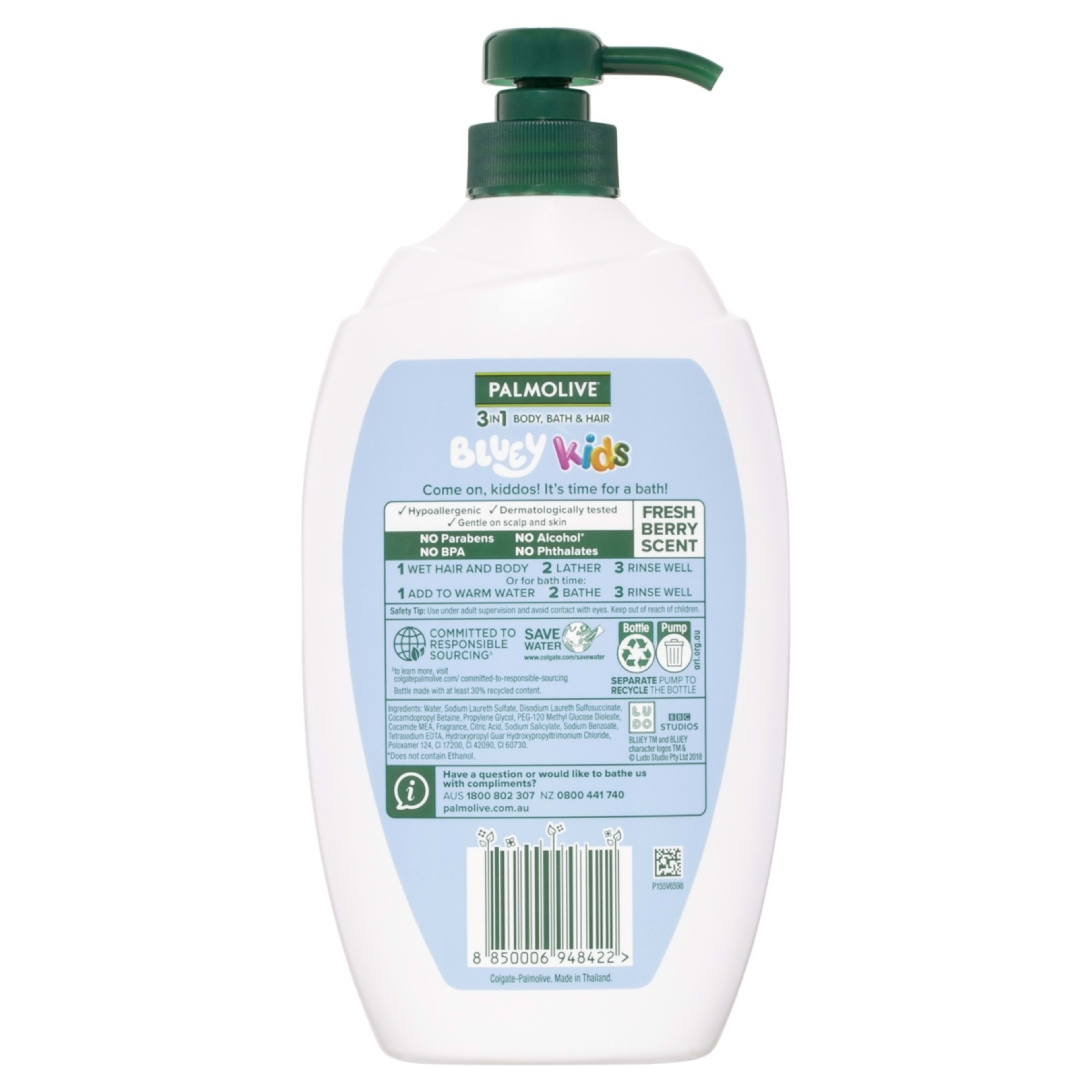Palmolive Kids Bluey 3in1 Body, Bath and Hair Wash 1L Berrylicious
