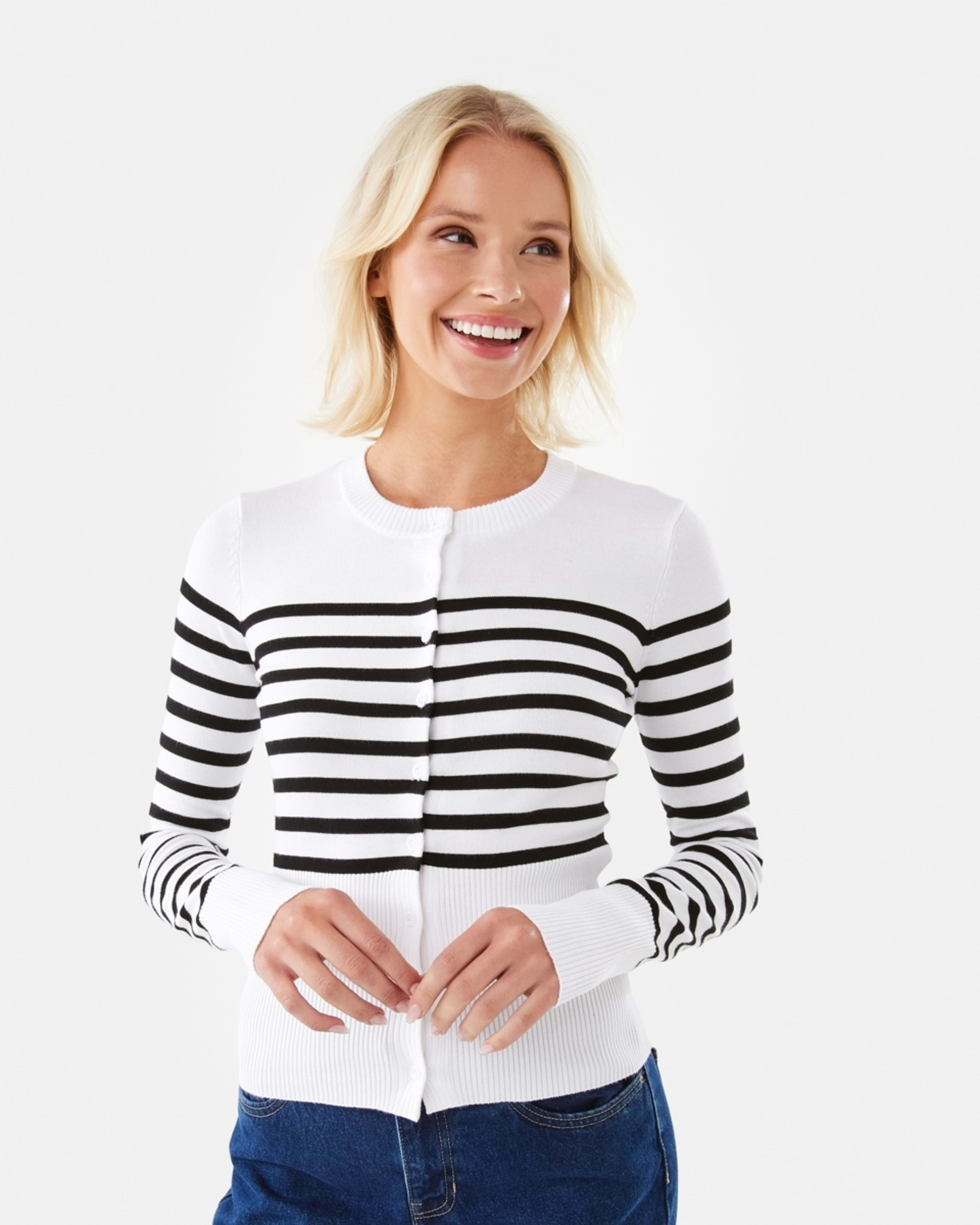 1 Fitted Cardigan Blk Wht St, 1 of 9