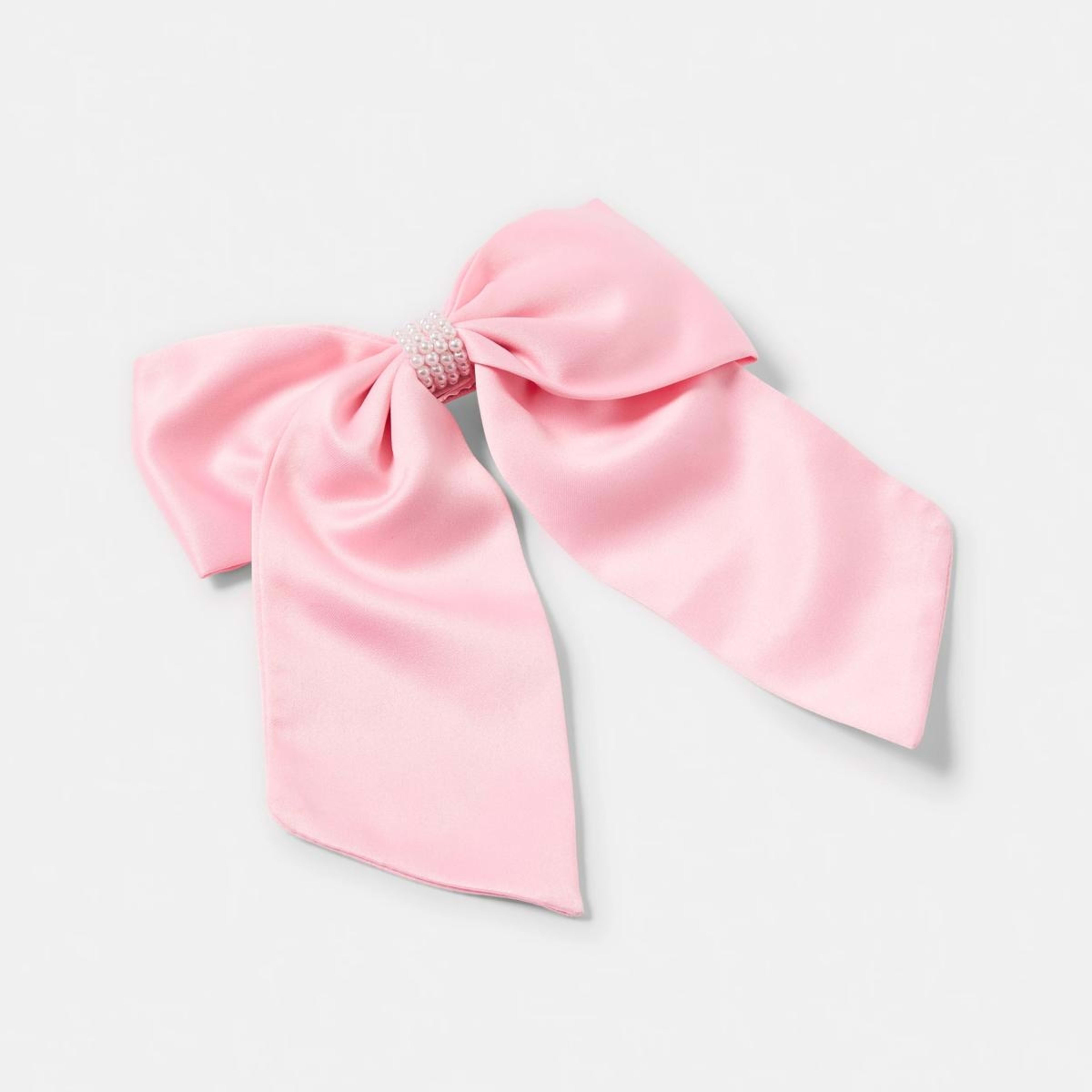 2 Pink Satin Bow Hair Clip, 2 of 5