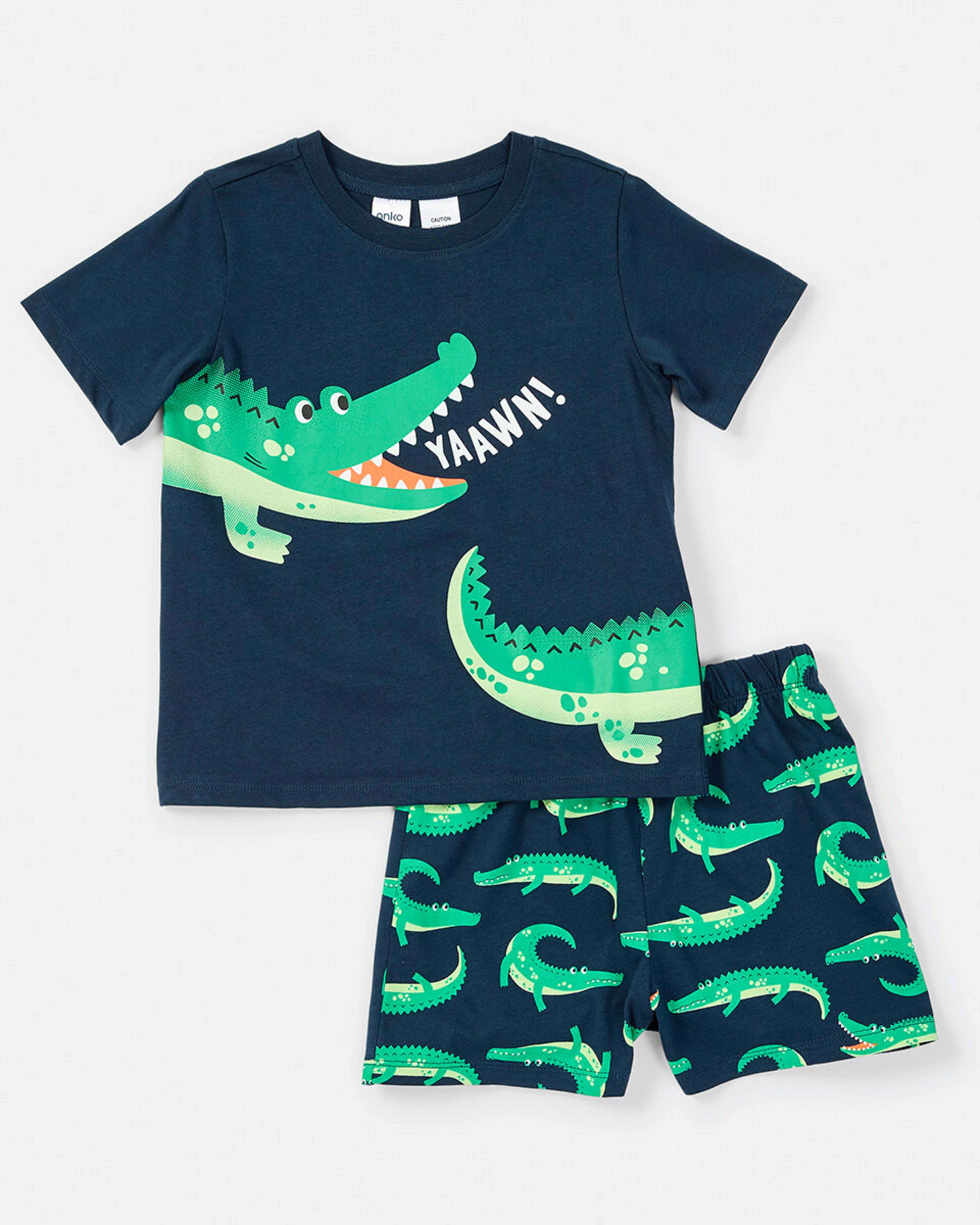 7 Short Sleeve Jersey Knit Pyjama Set Crocdrsblu, 7 of 10