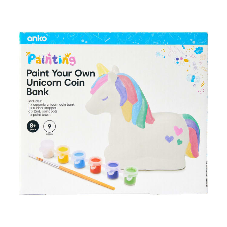 9 Piece Paint Your Own Unicorn Coin Bank Kmart NZ