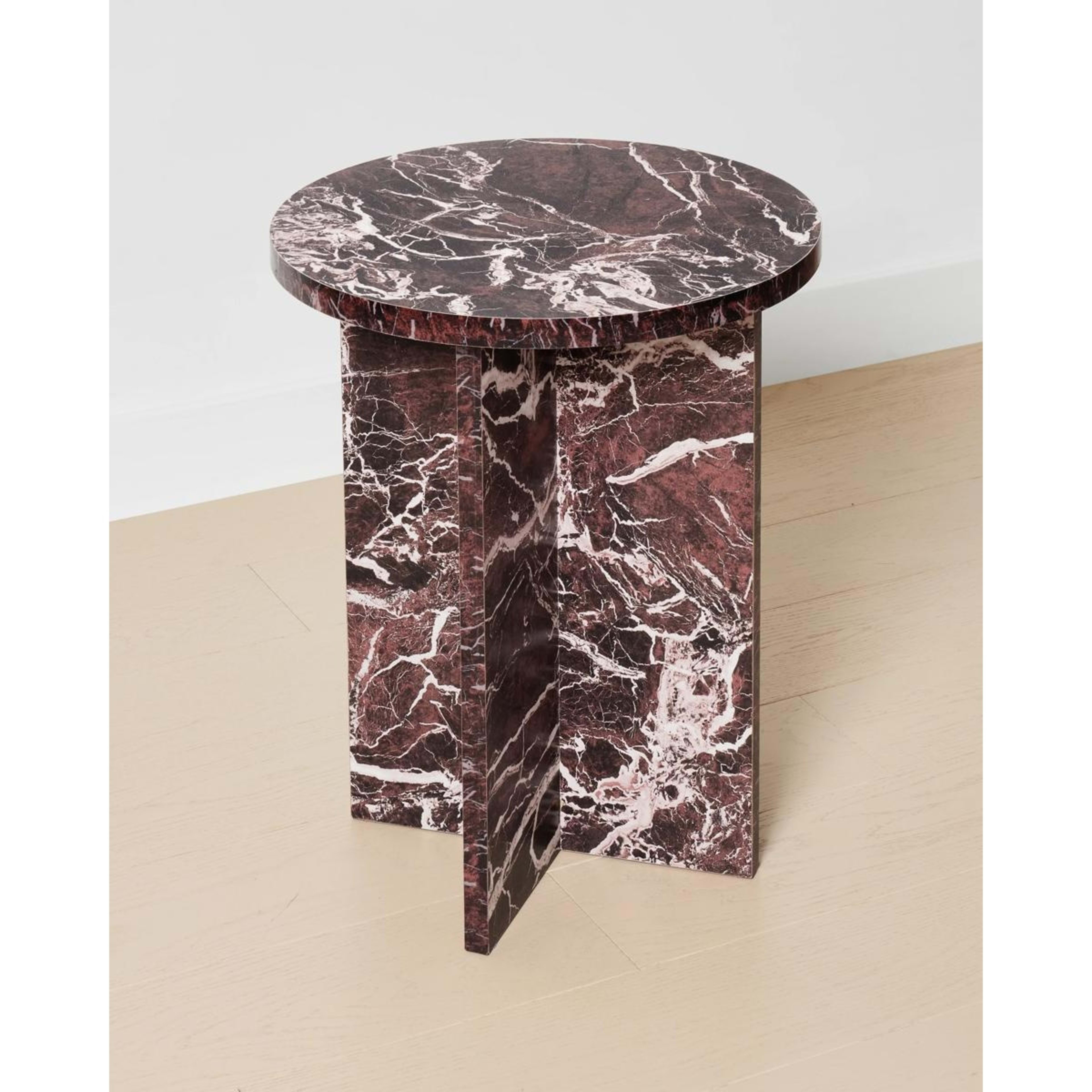 2 Round Marble Look Side Table, 2 of 5