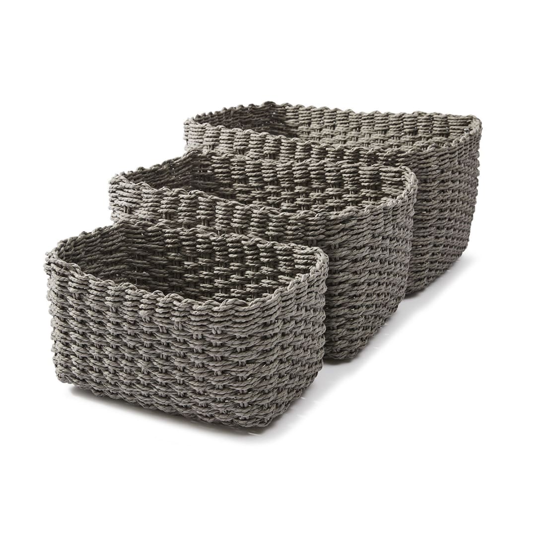 Set of 3 Paper Rope Grey Baskets Kmart