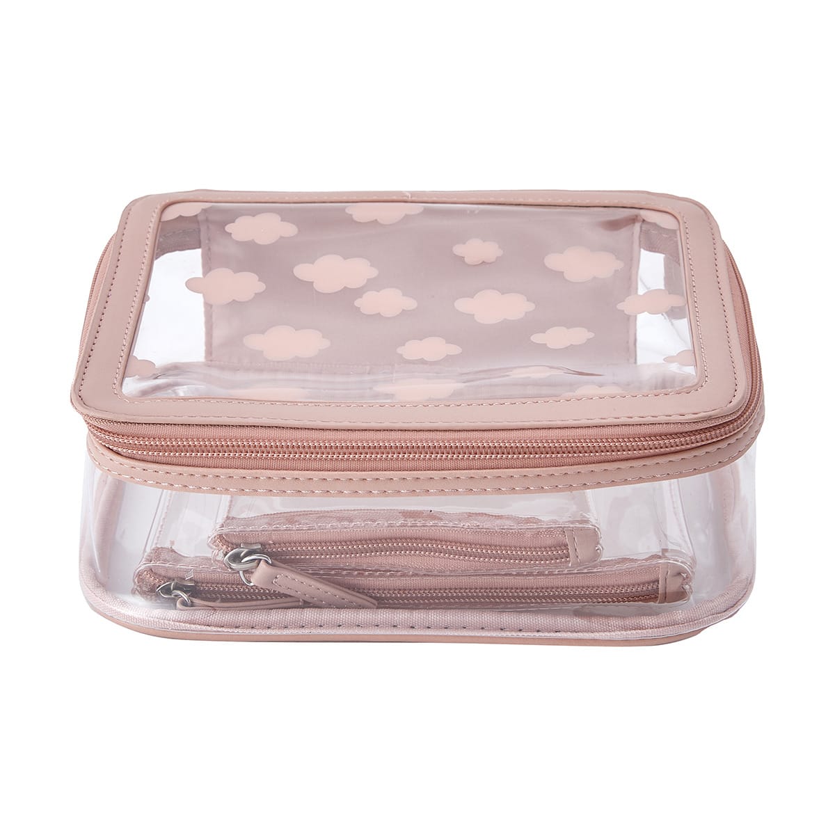 Cosmetic Bag Set Clear Pink