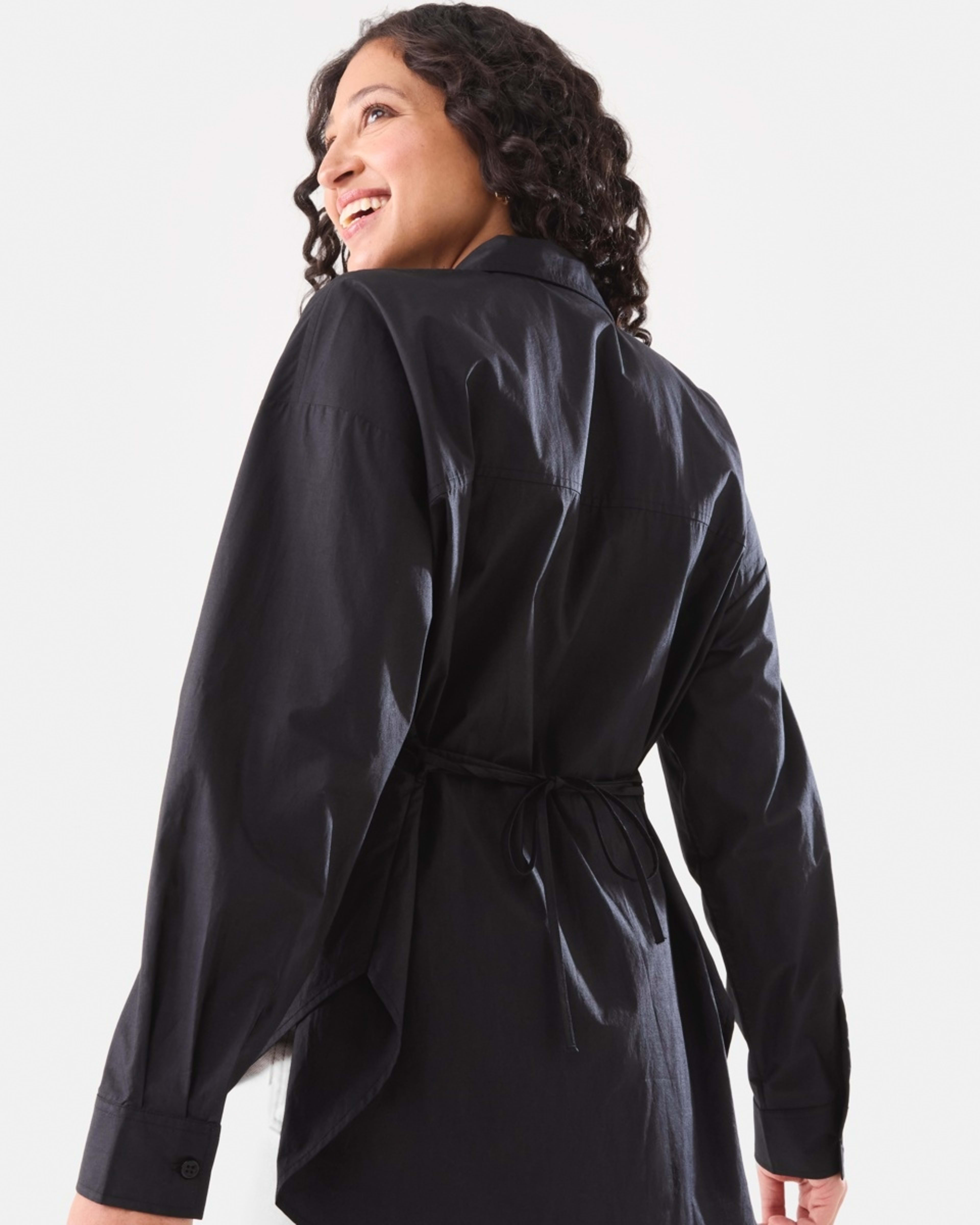 5 Long Sleeve Tie Back Detail Shirt Black, 5 of 7