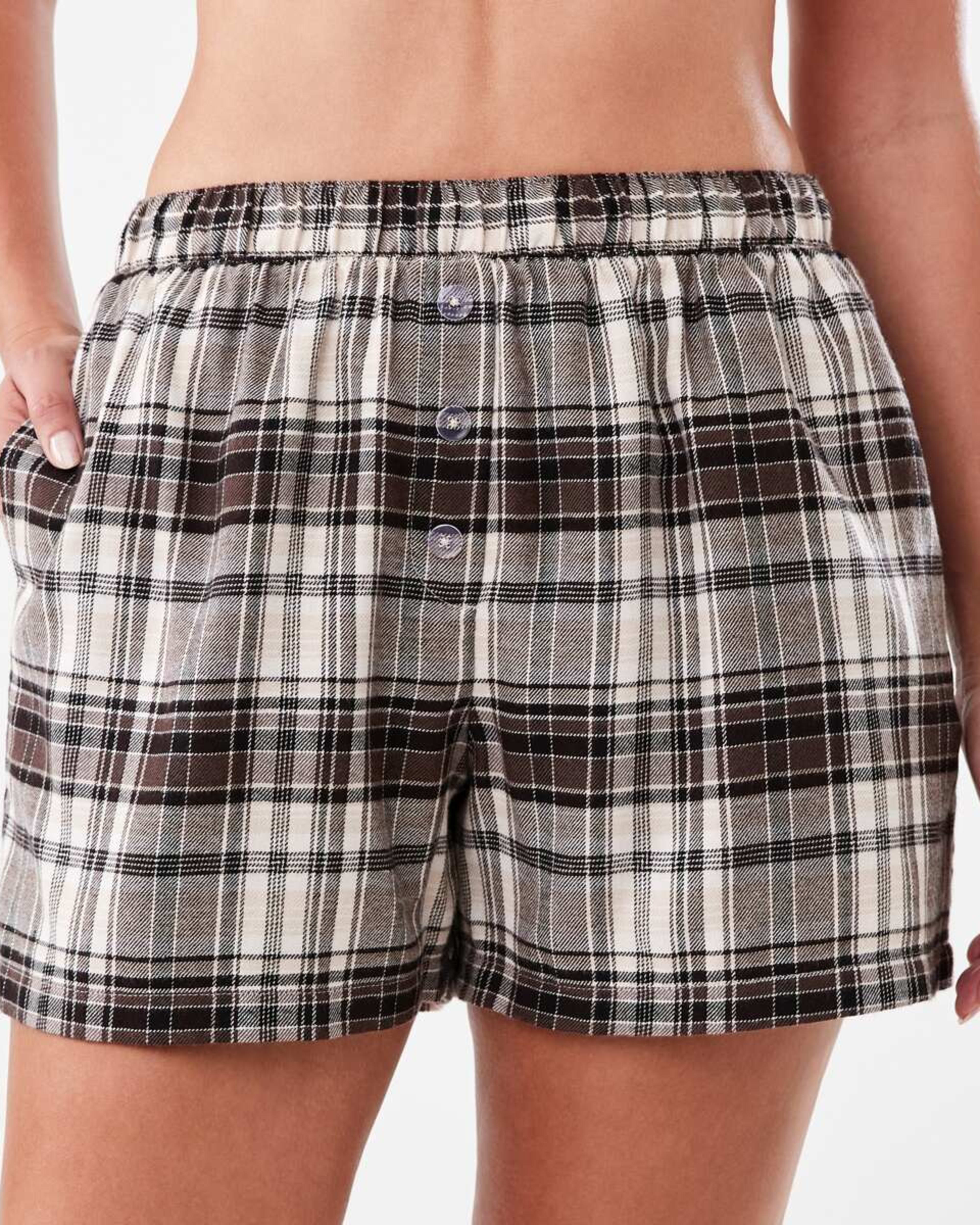 1 Boyfriend Flannel Shorts Brwn Chk