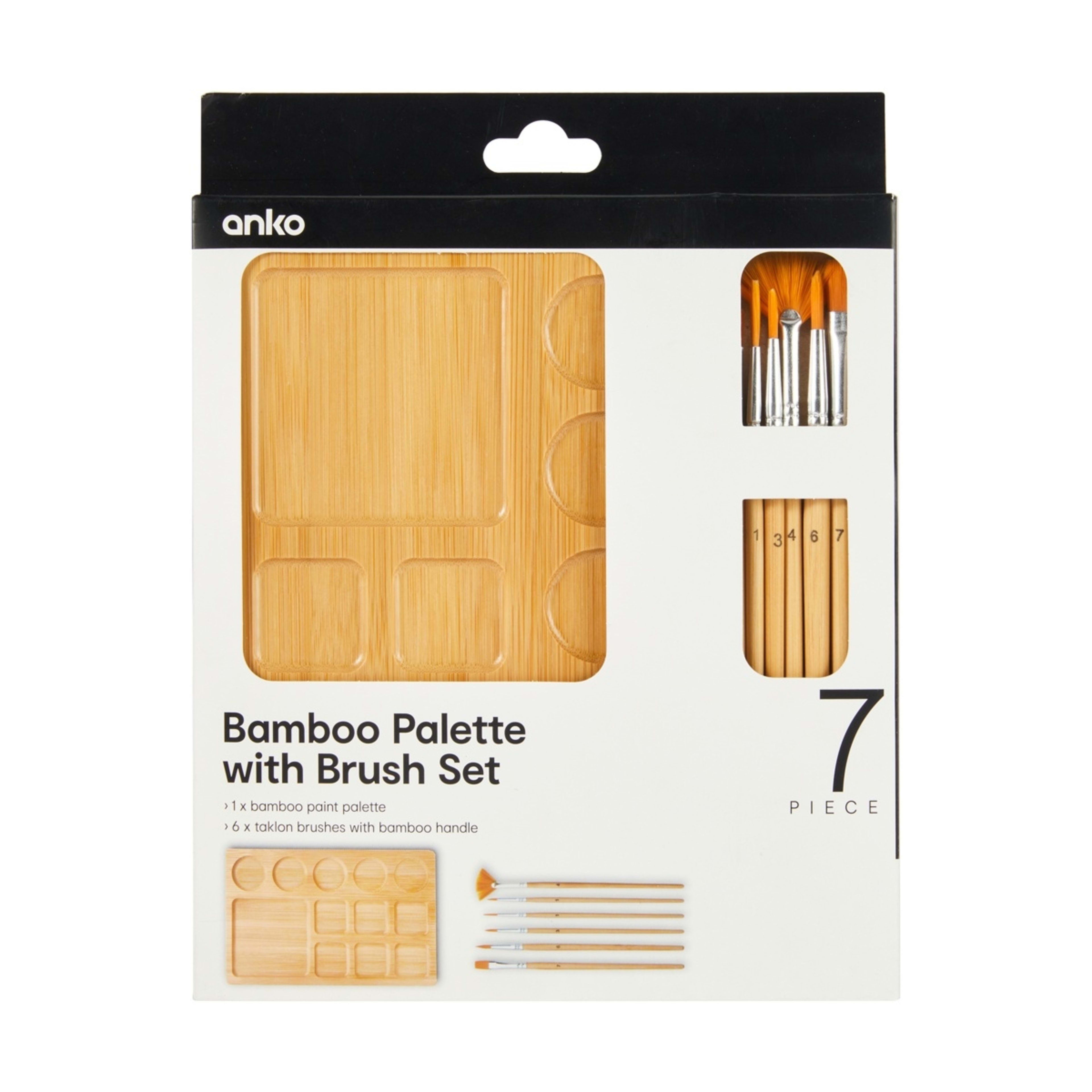 1 7 Piece Bamboo Palette with Brush Set