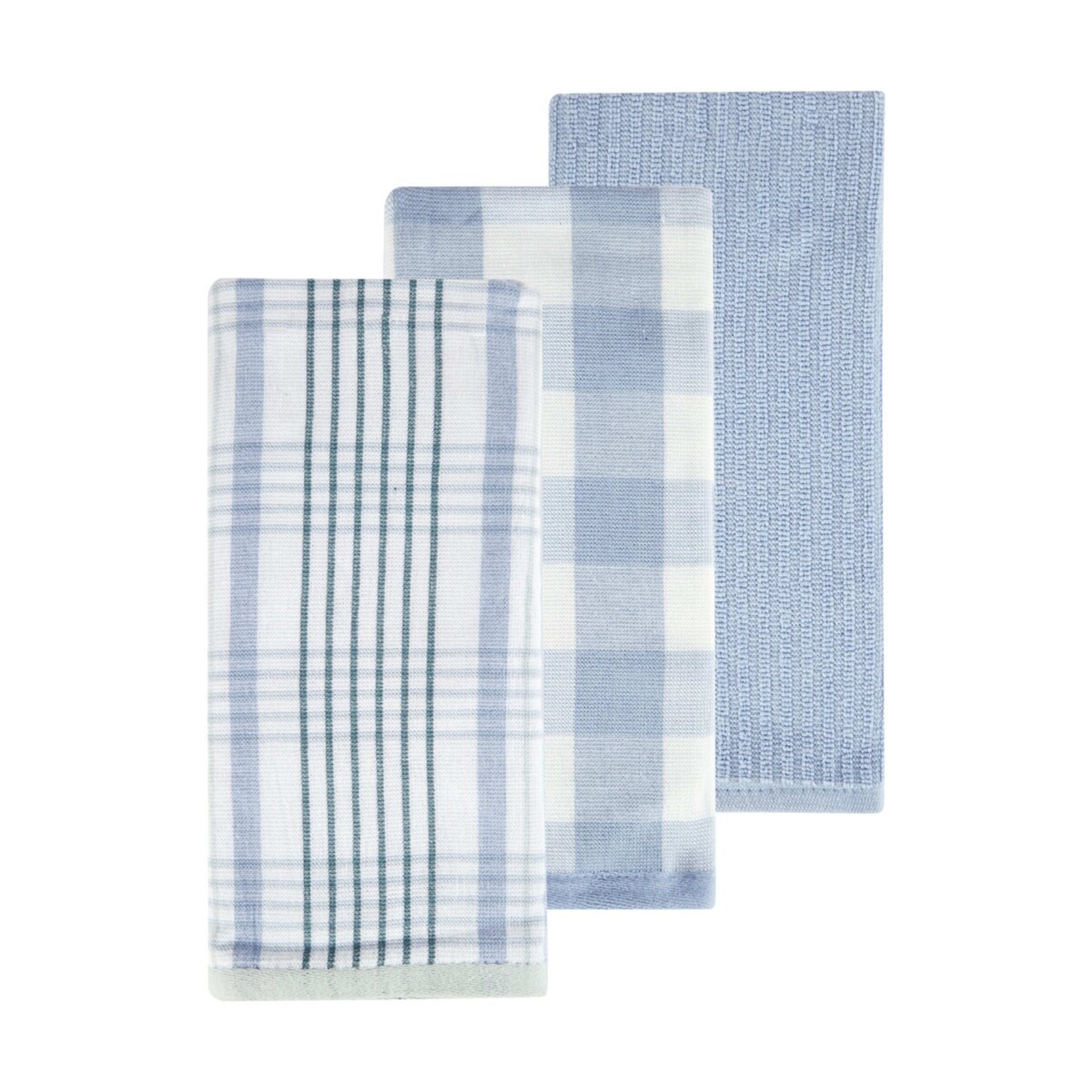 1 3 Pack Blue Gingham Tea Towels