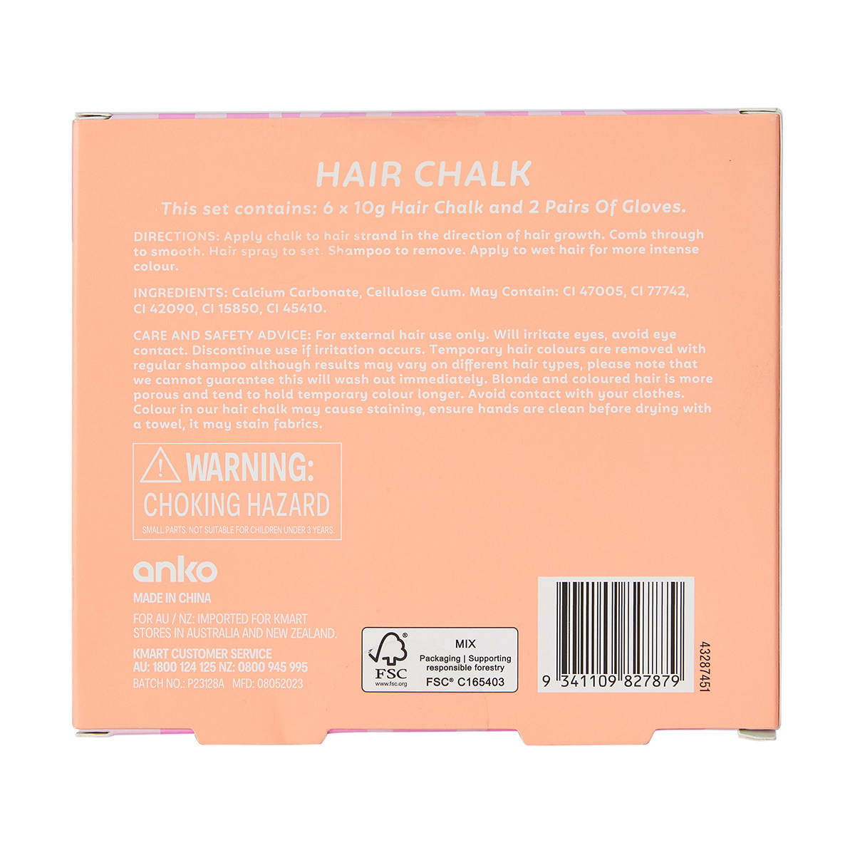 6 Pack Fun Fashion Colours Hair Chalk Kmart NZ
