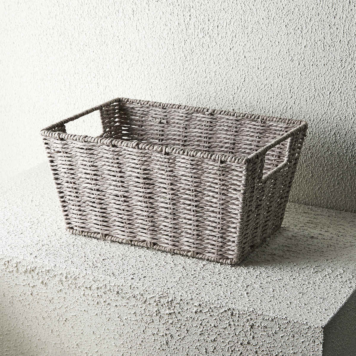 Rectangle Tapered Paper Rope Basket Grey Kmart NZ