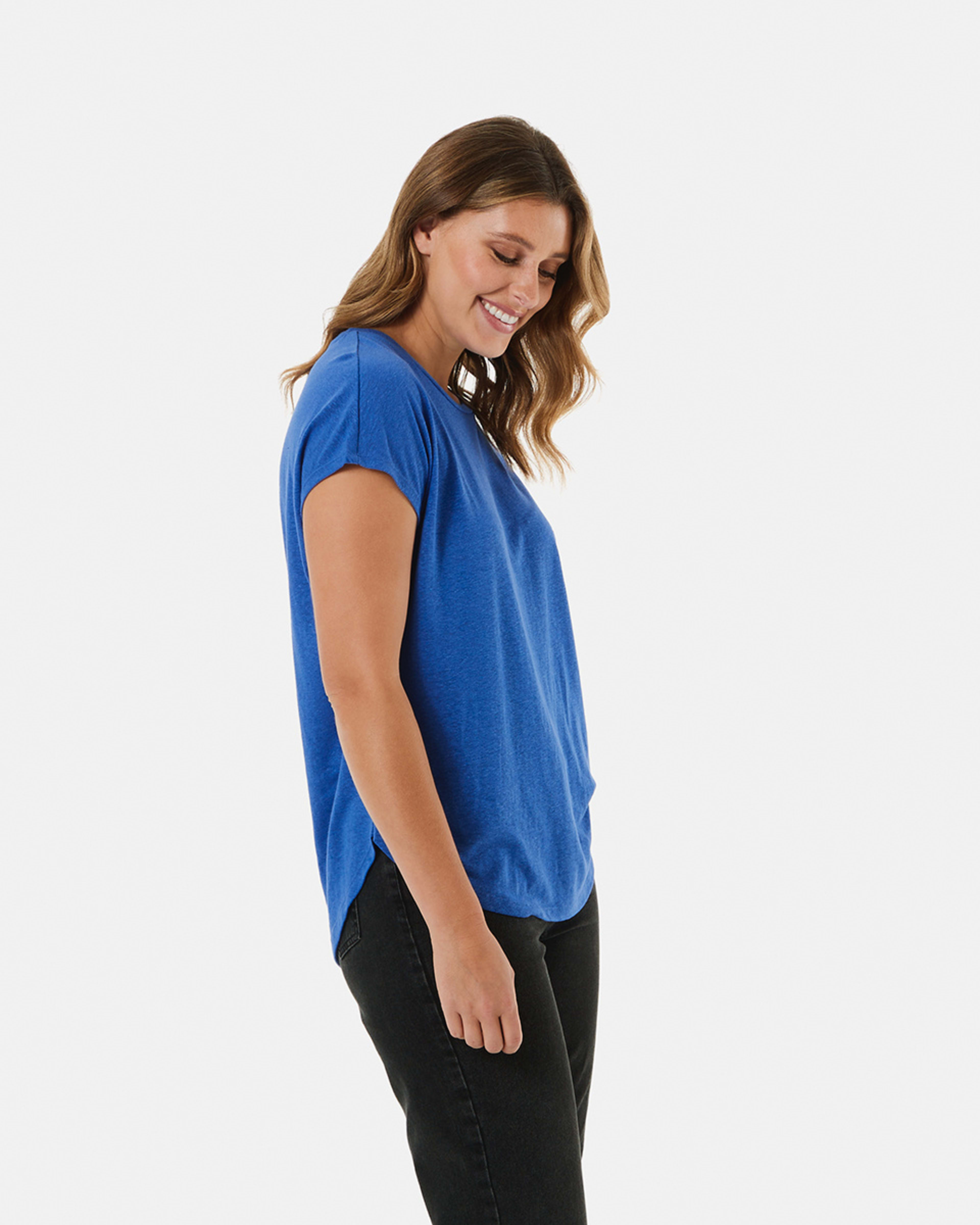 Linen Blend Extended Sleeve Tee Kmart