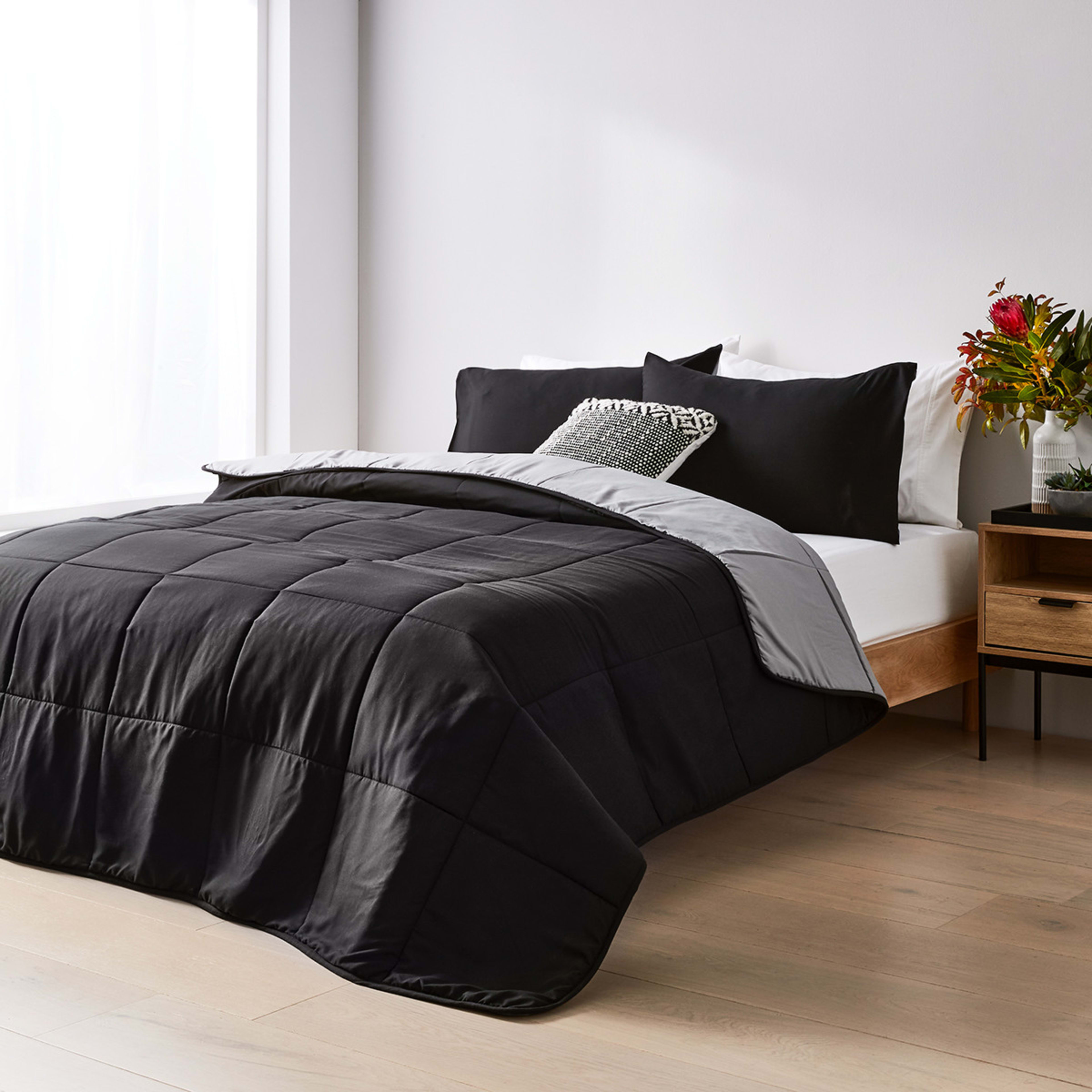2 Reversible Comforter Set - Queen Bed, Black, 2 of 6