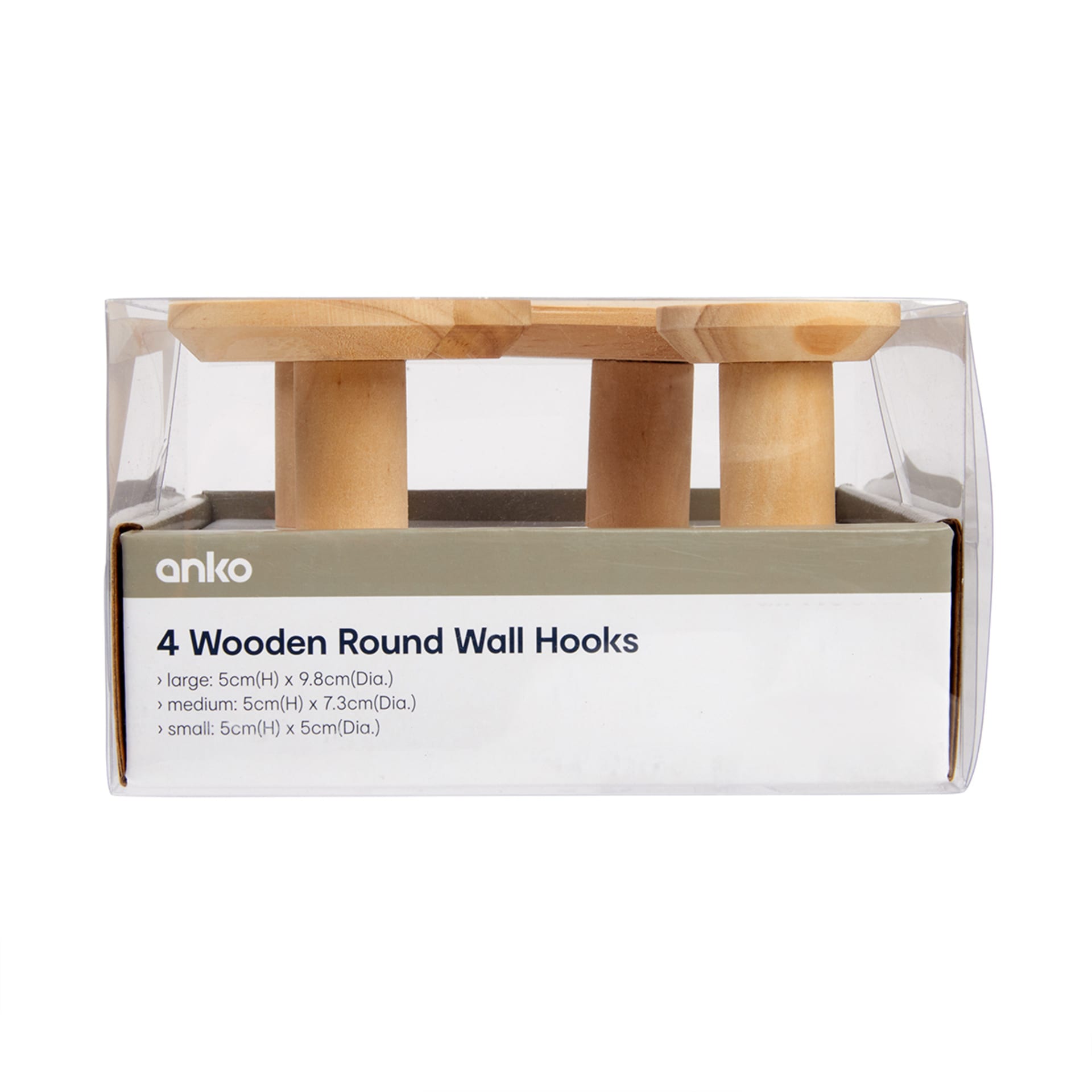4 Pack Wooden Round Wall Hooks Kmart