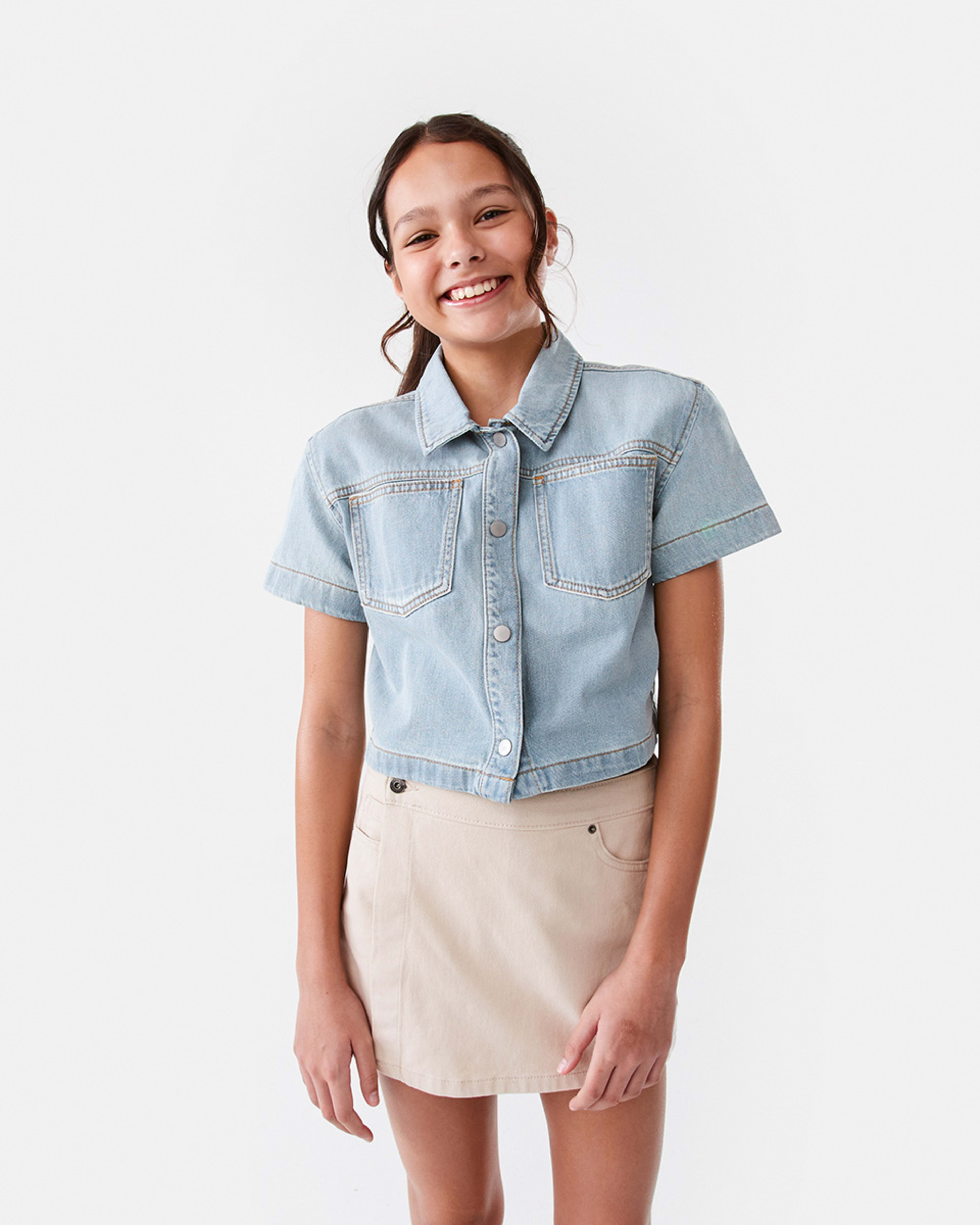 1 Cropped Denim Shirt Lit Denim