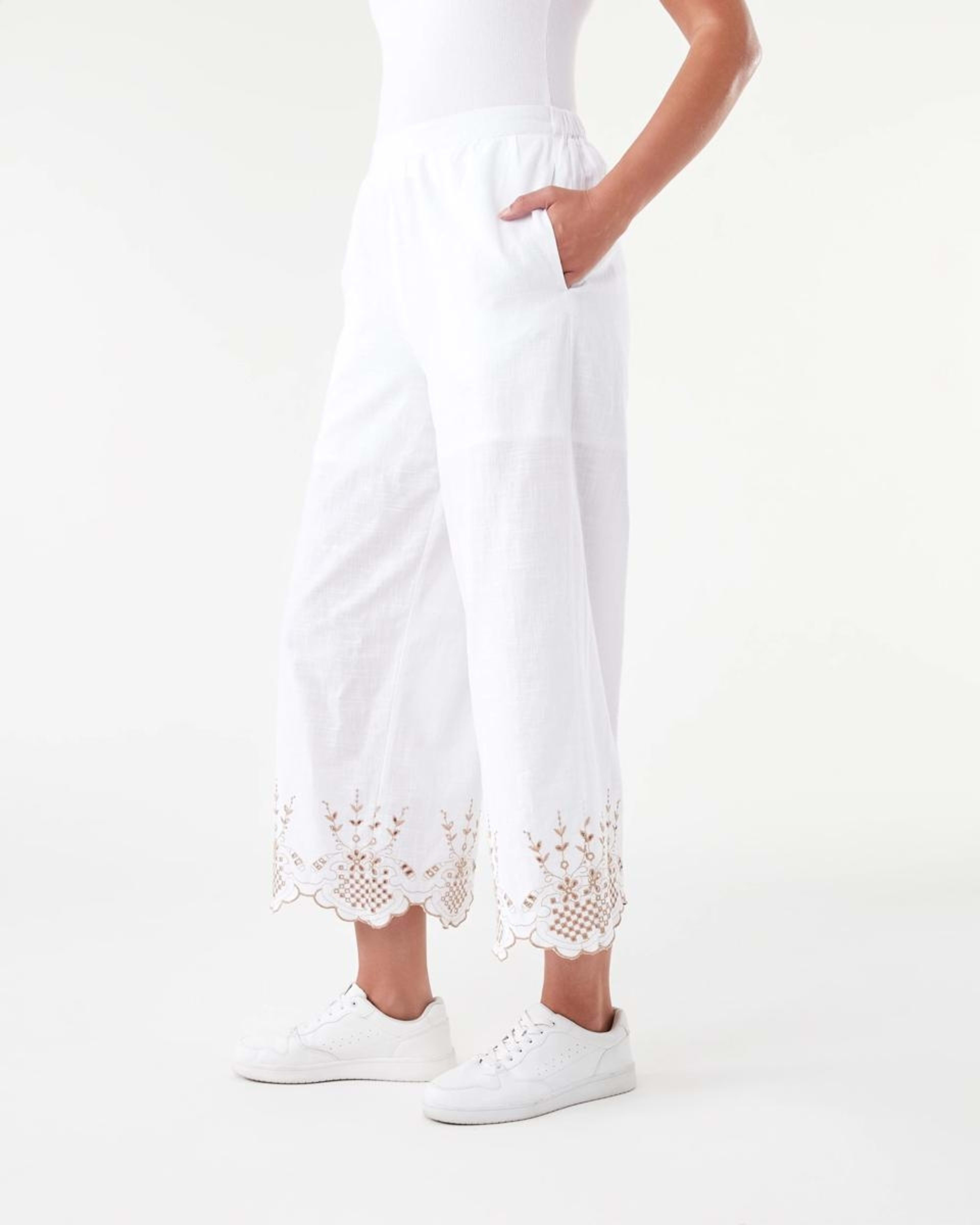 2 Embroidered Hem Pants White, 2 of 6
