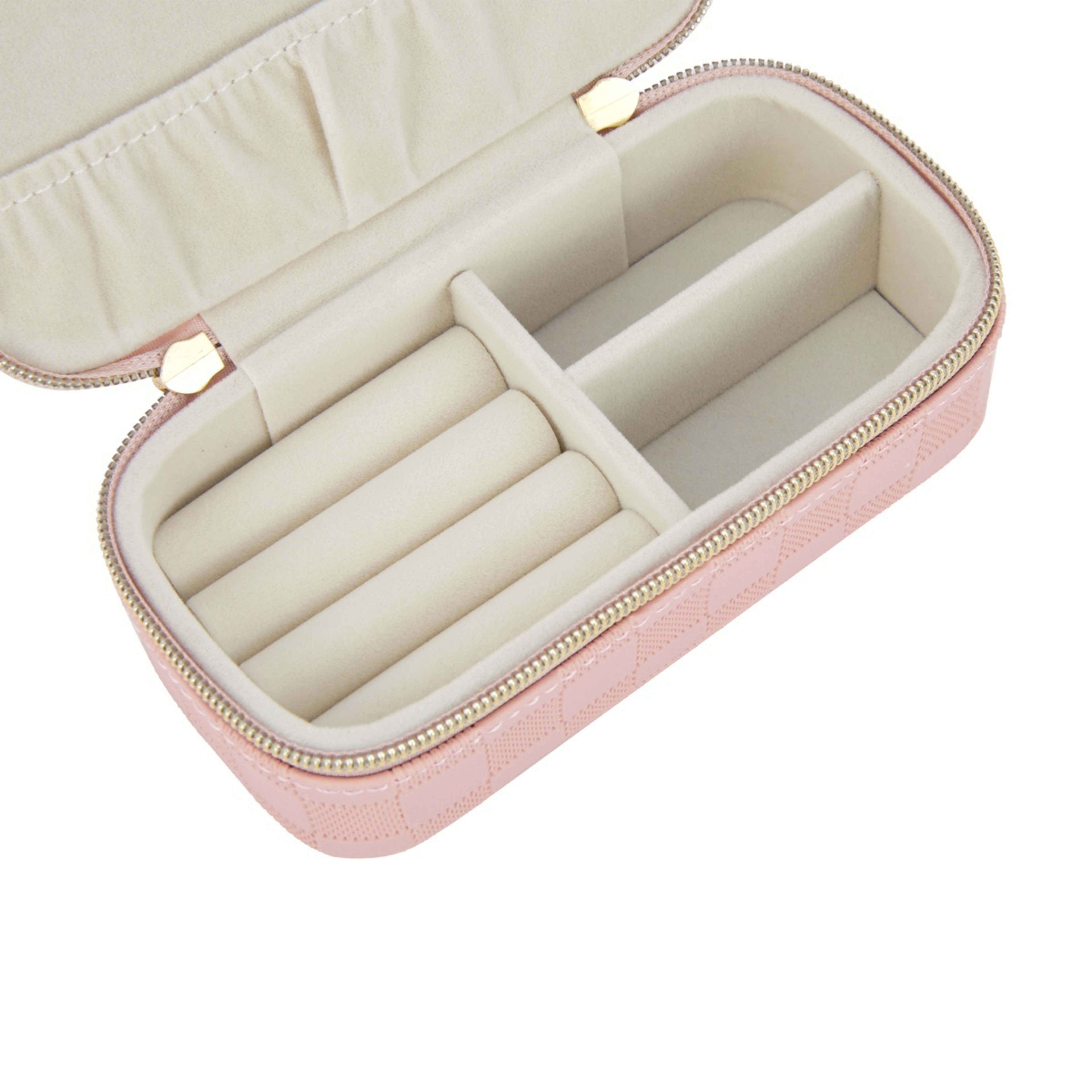 6 Pink Check Small Zip Jewellery Case, 6 of 7