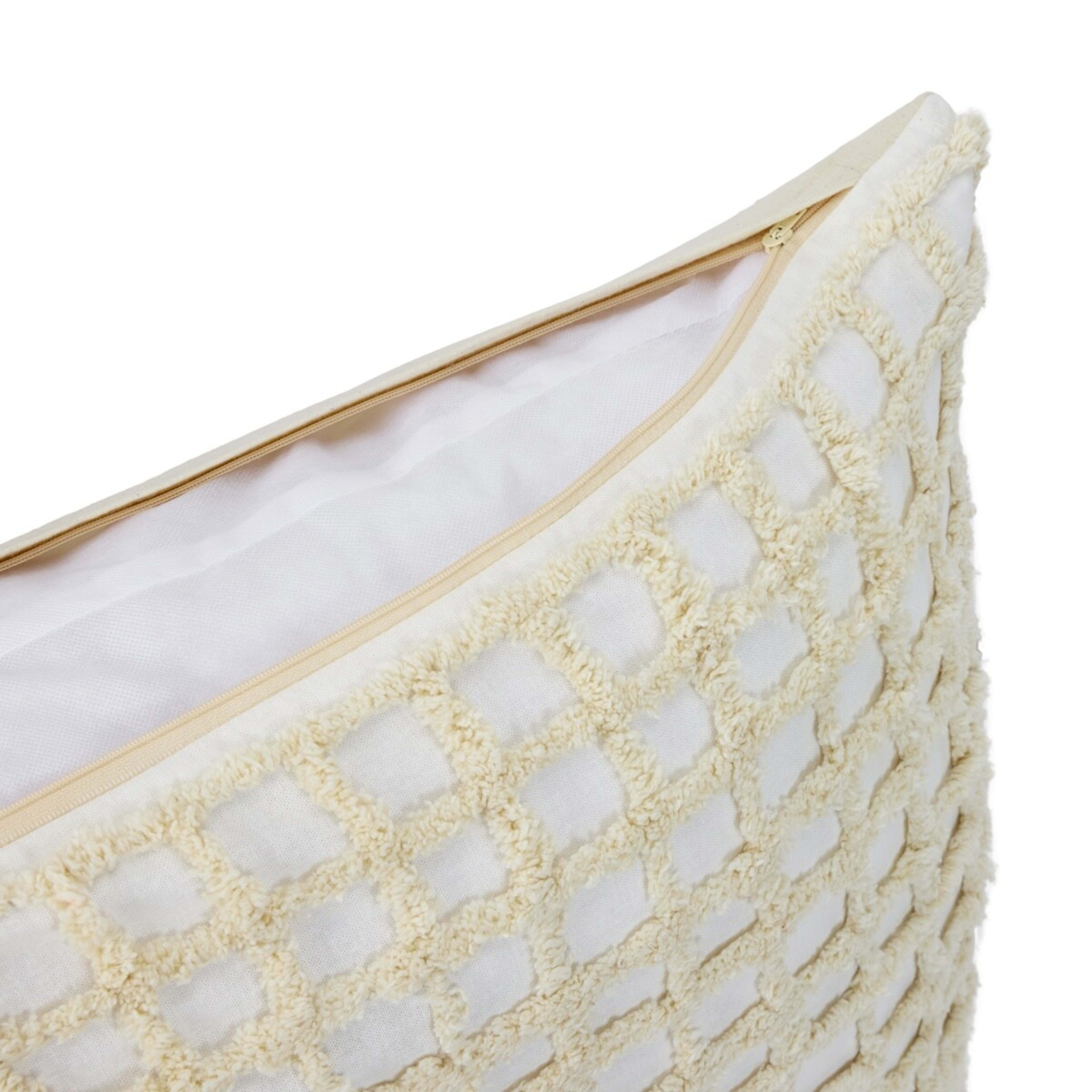 4 60cm Tufted Check Cushion - Beige, 4 of 6